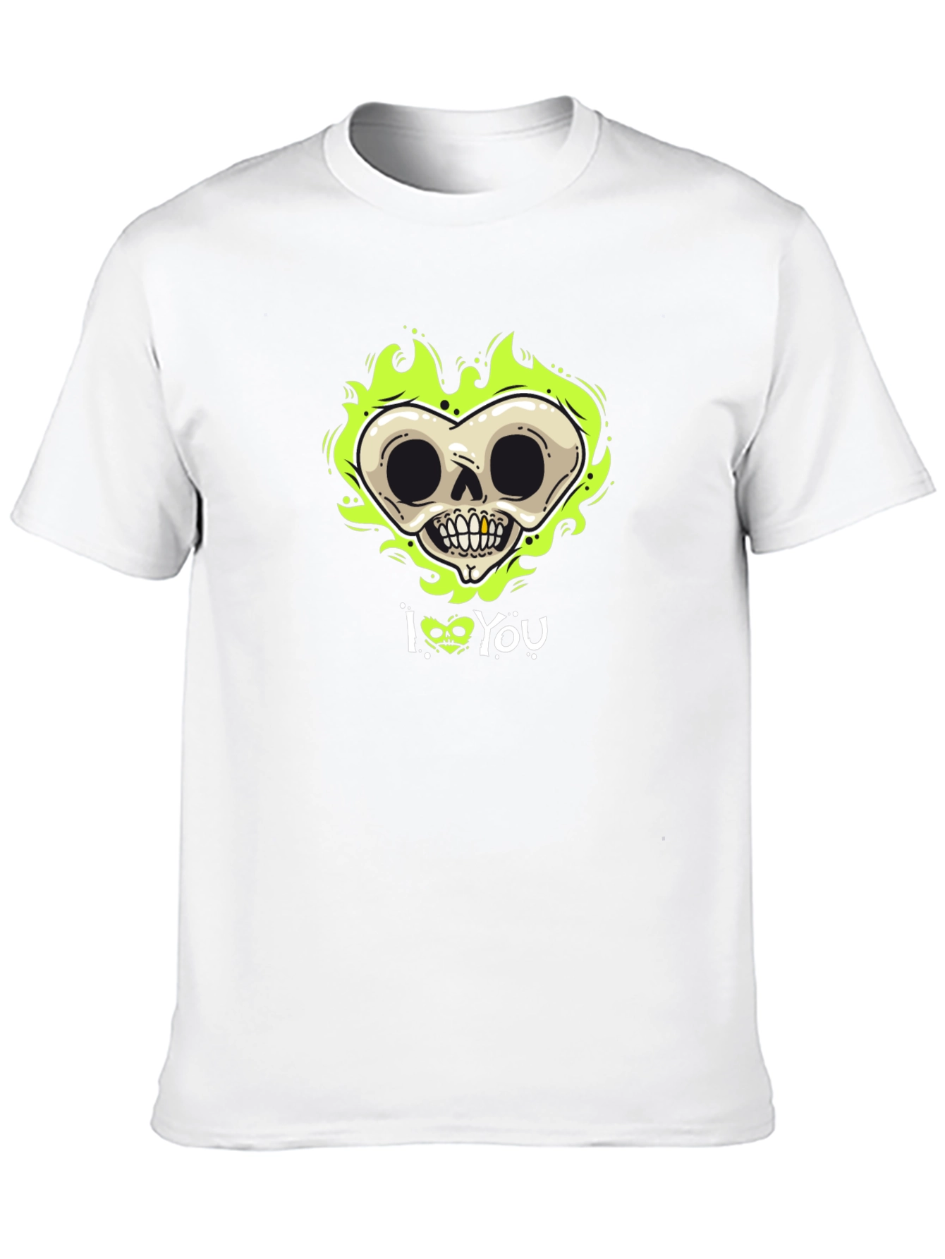 Black Skull Heart I Love You Graphic Black T-Shirt view 10