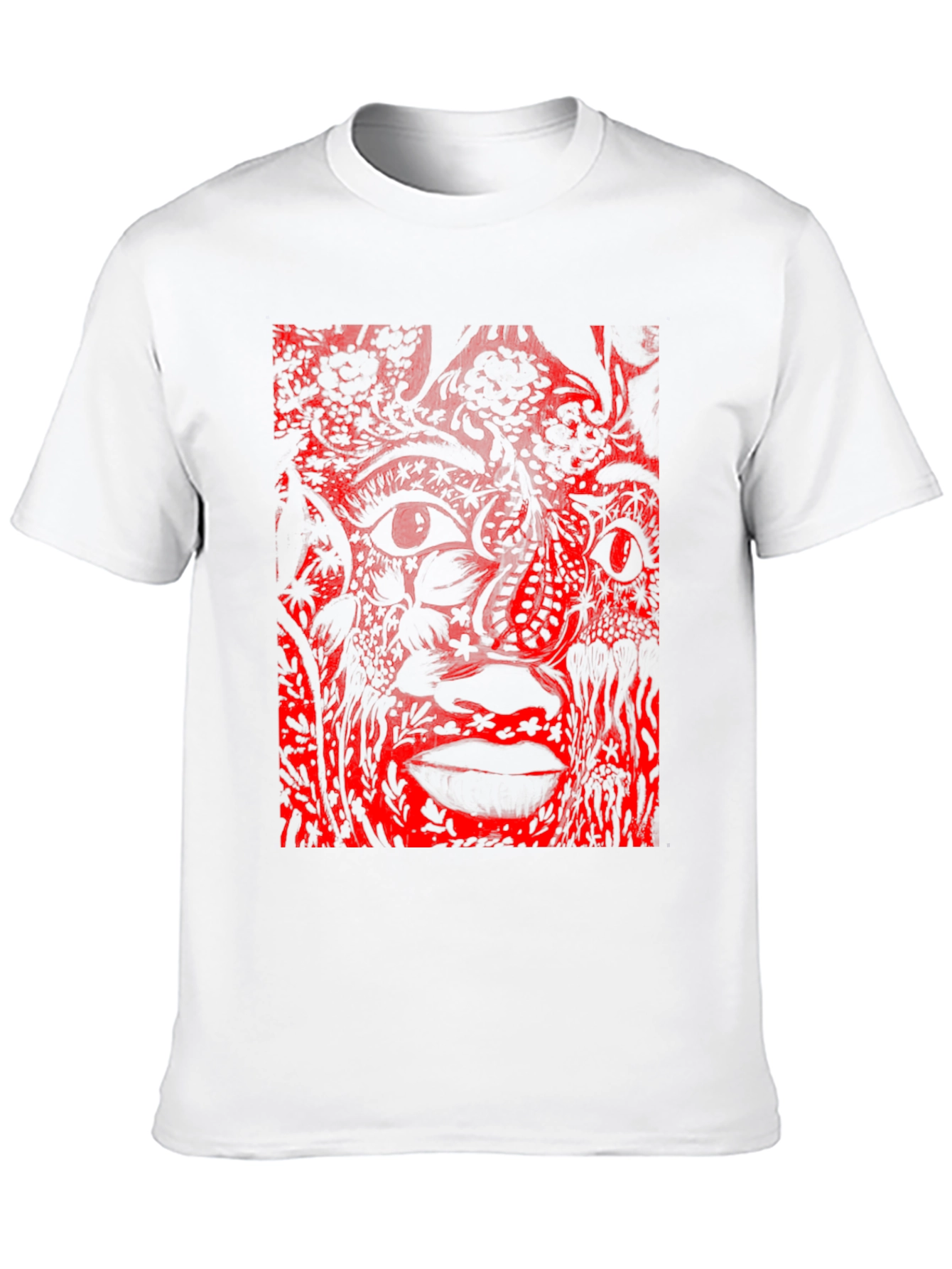 Black Abstract Red Print Black T-Shirt view 10