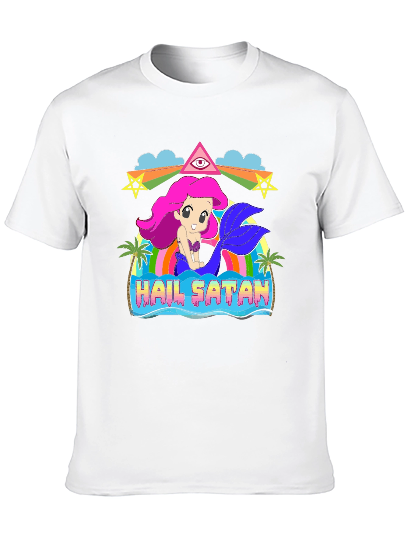 Black Hail Satan Mermaid Graphic T-Shirt view 10