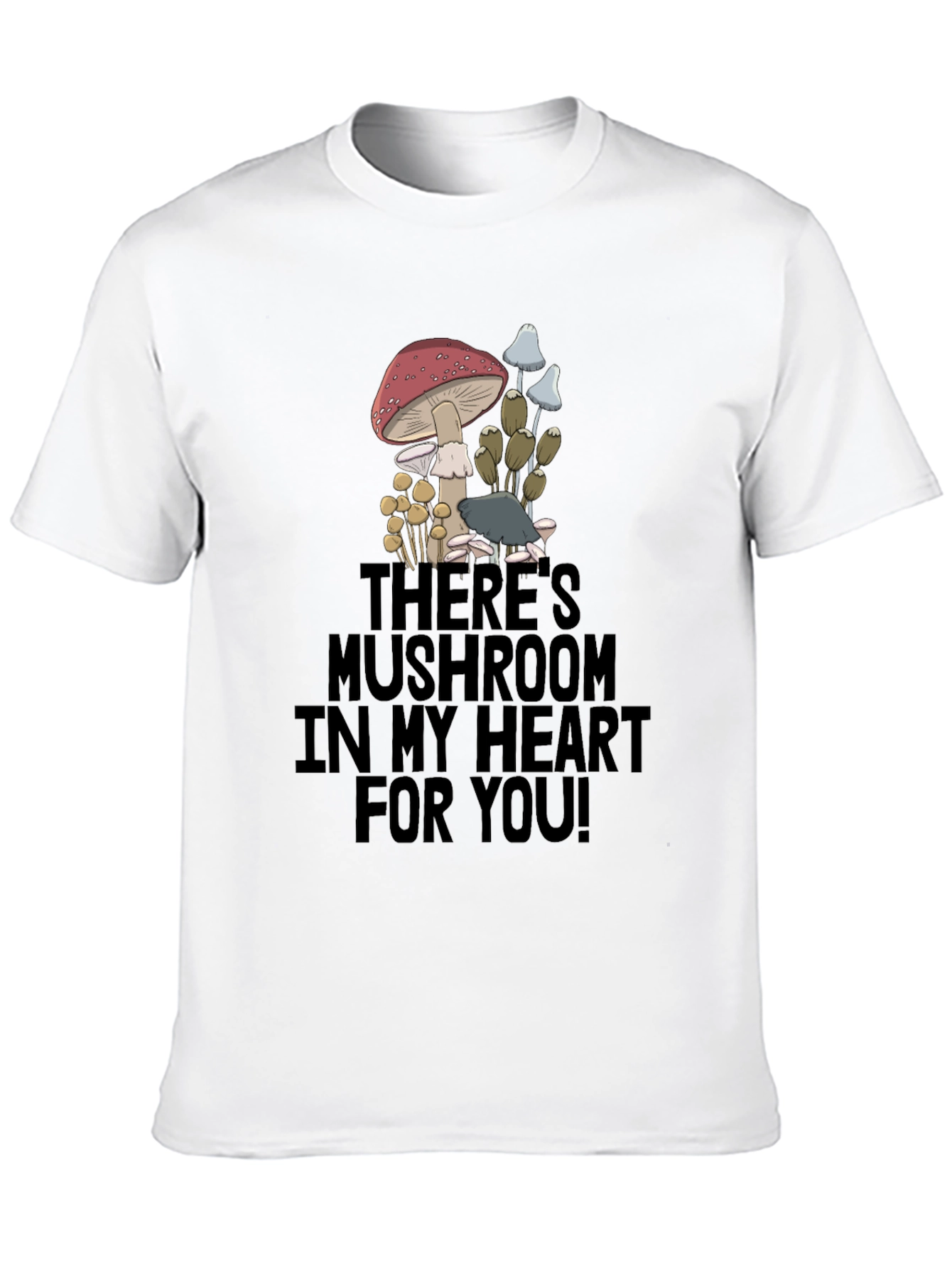 Black Mushroom Heart Graphic T-Shirt - Funny Novelty Tee view 10