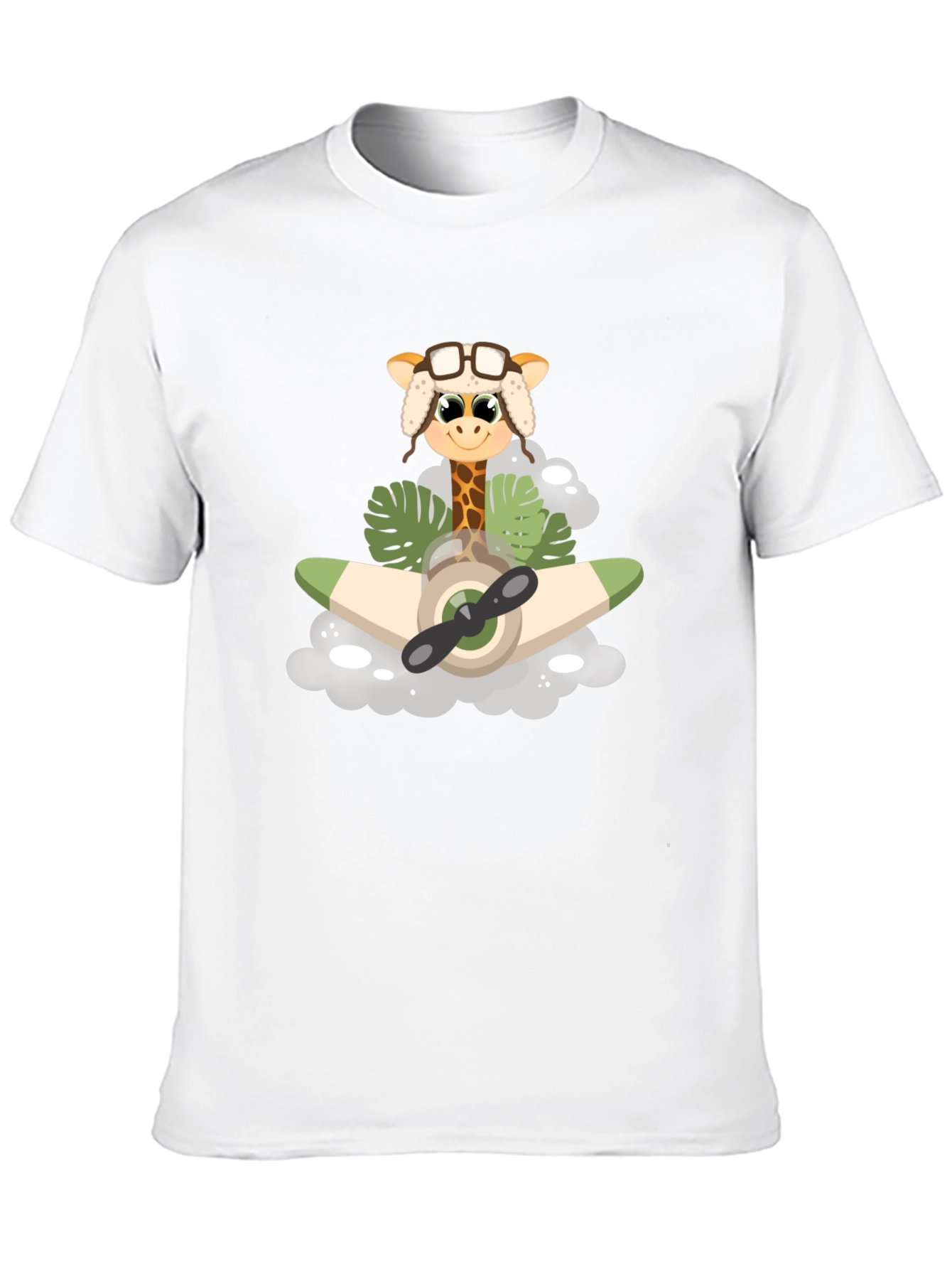Black Giraffe Aviator T-Shirt: Cute Cartoon Plane Design view 10