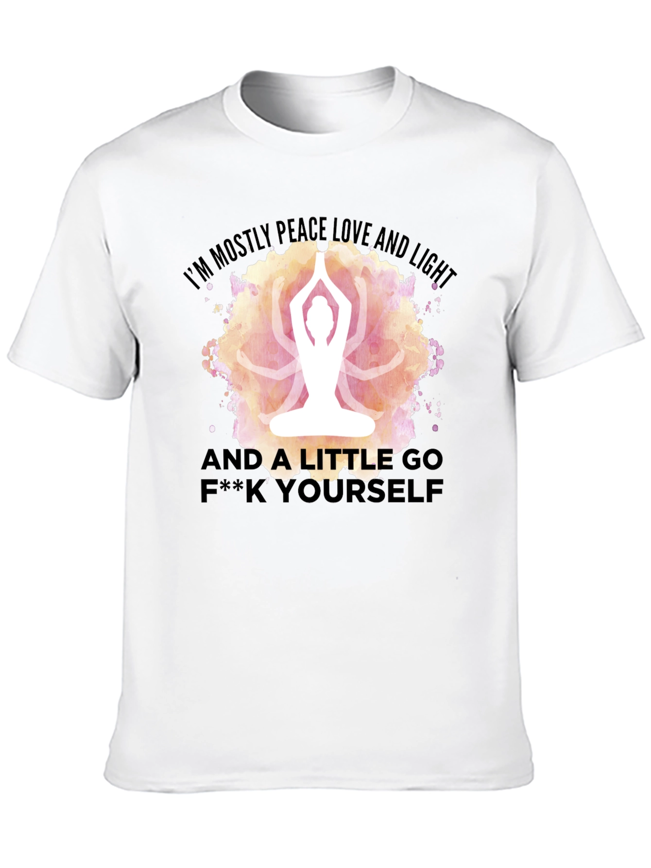 Black Peace Love Light Yoga Funny Graphic T-Shirt view 10