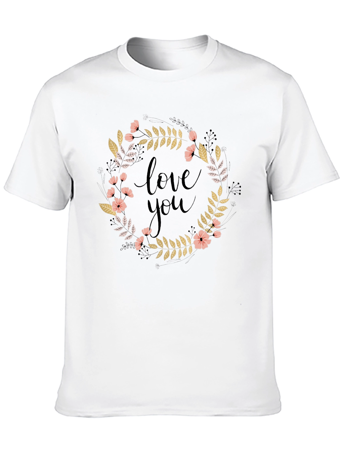 Black Love You Floral Wreath Graphic Tee view 10