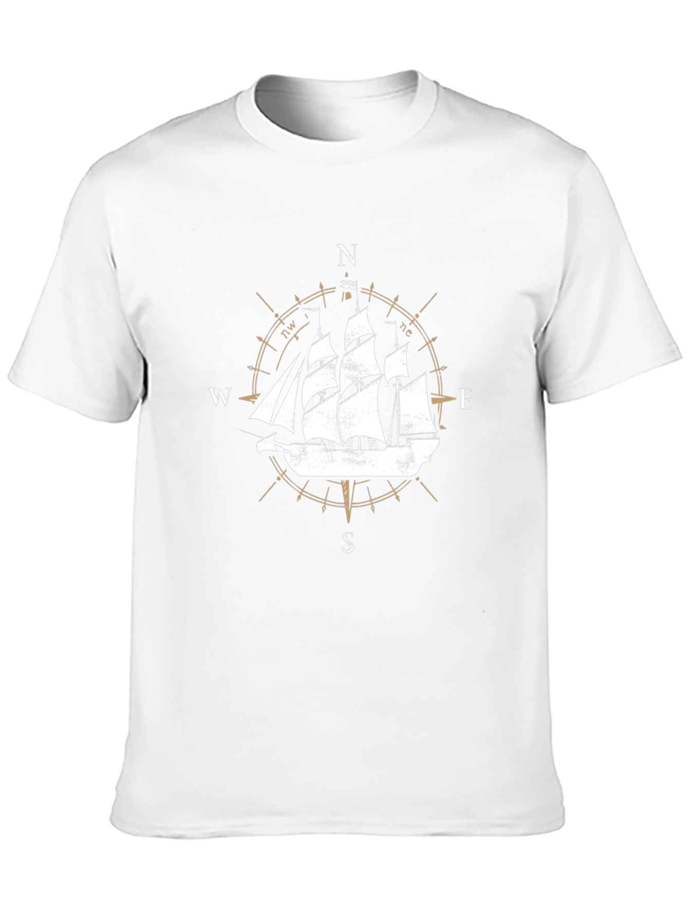 Black Nautical Compass Ship Graphic Tee view 10