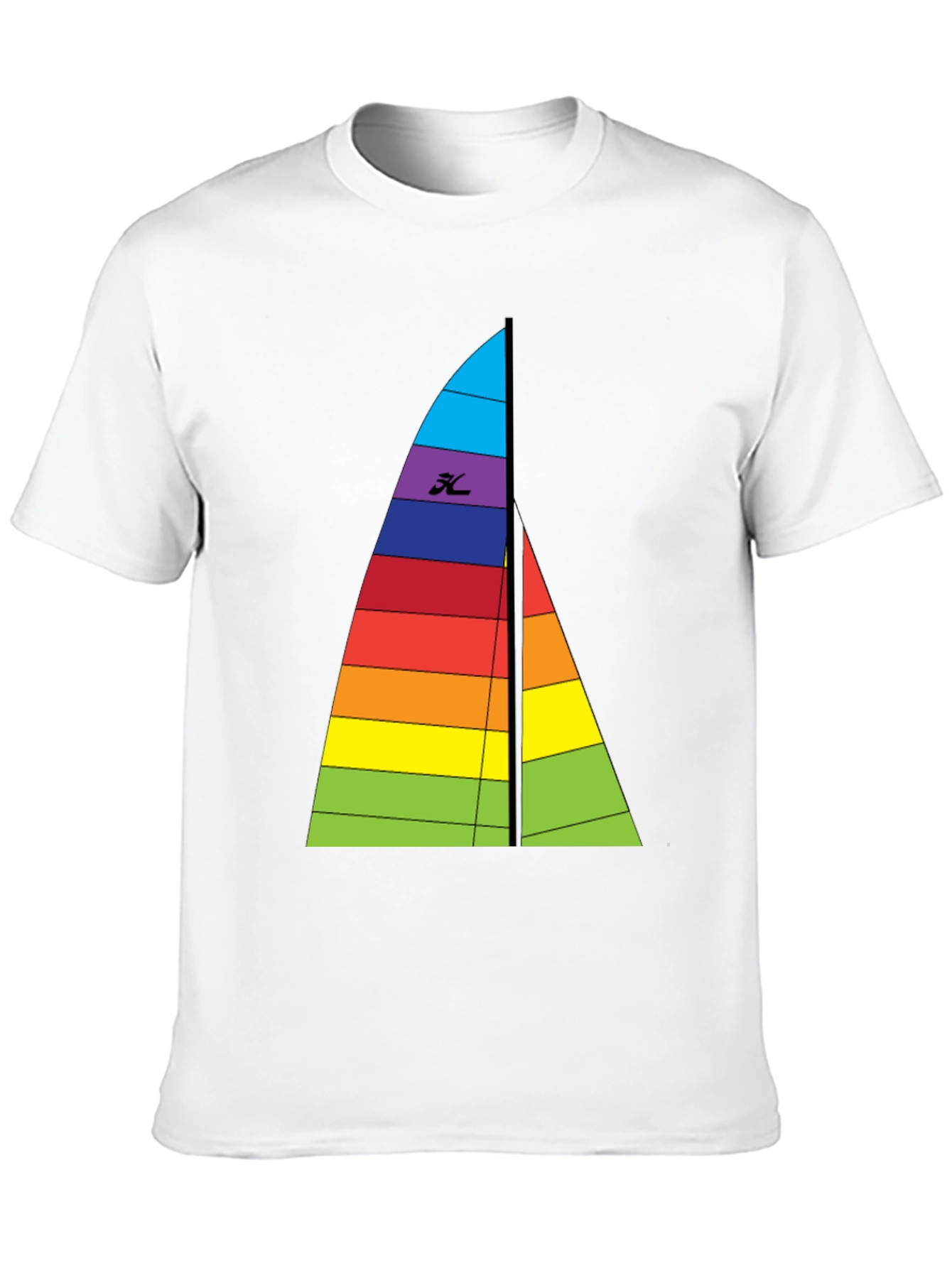 Black Rainbow Sailboat Graphic Tee - Black Cotton T-Shirt view 10