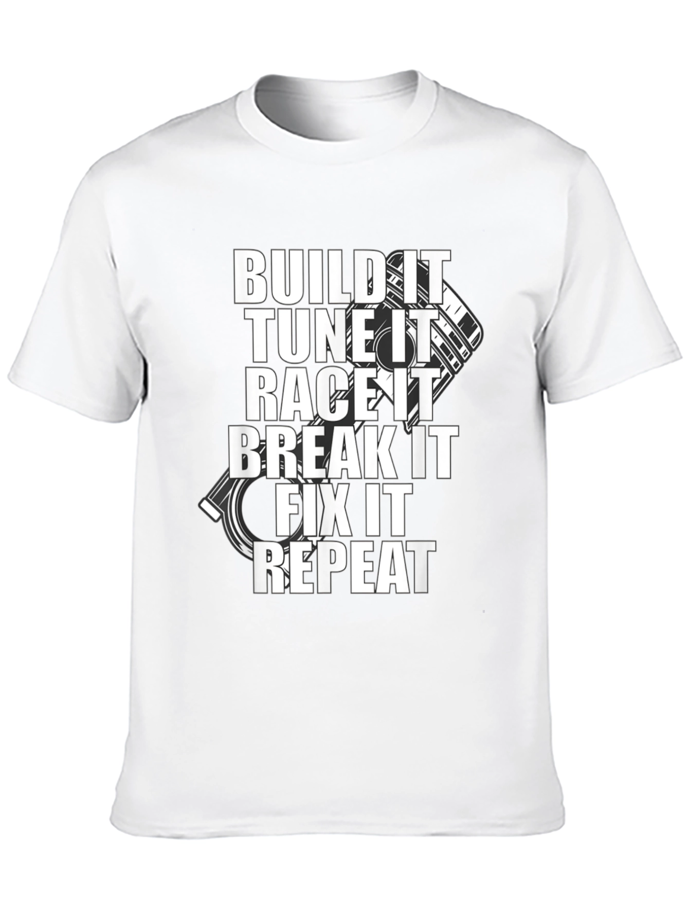 Black Build, Tune, Race, Repeat Black T-Shirt view 10