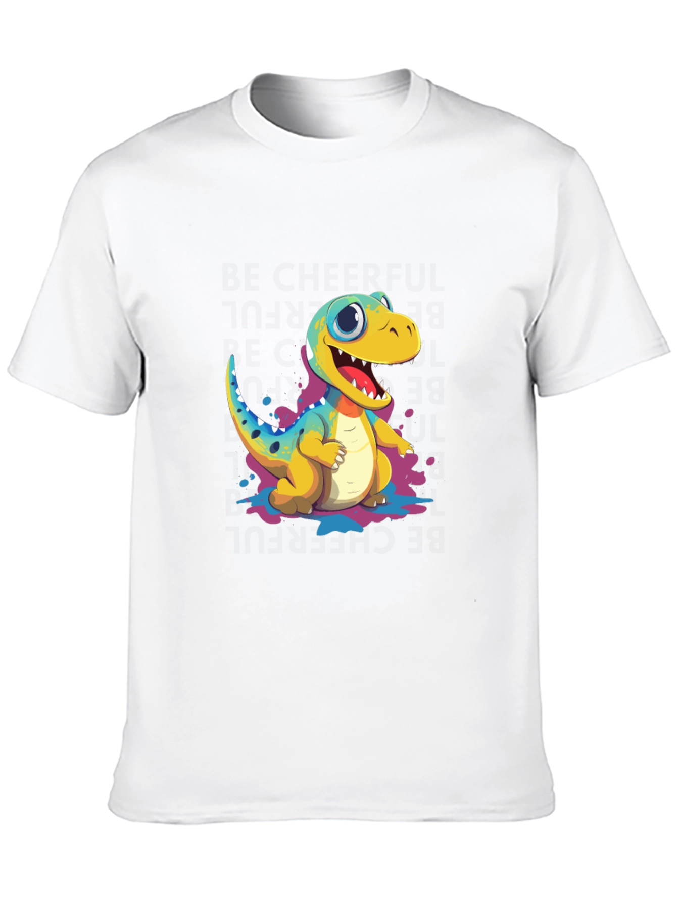 Black Cute Cartoon Dinosaur Black T-Shirt view 10