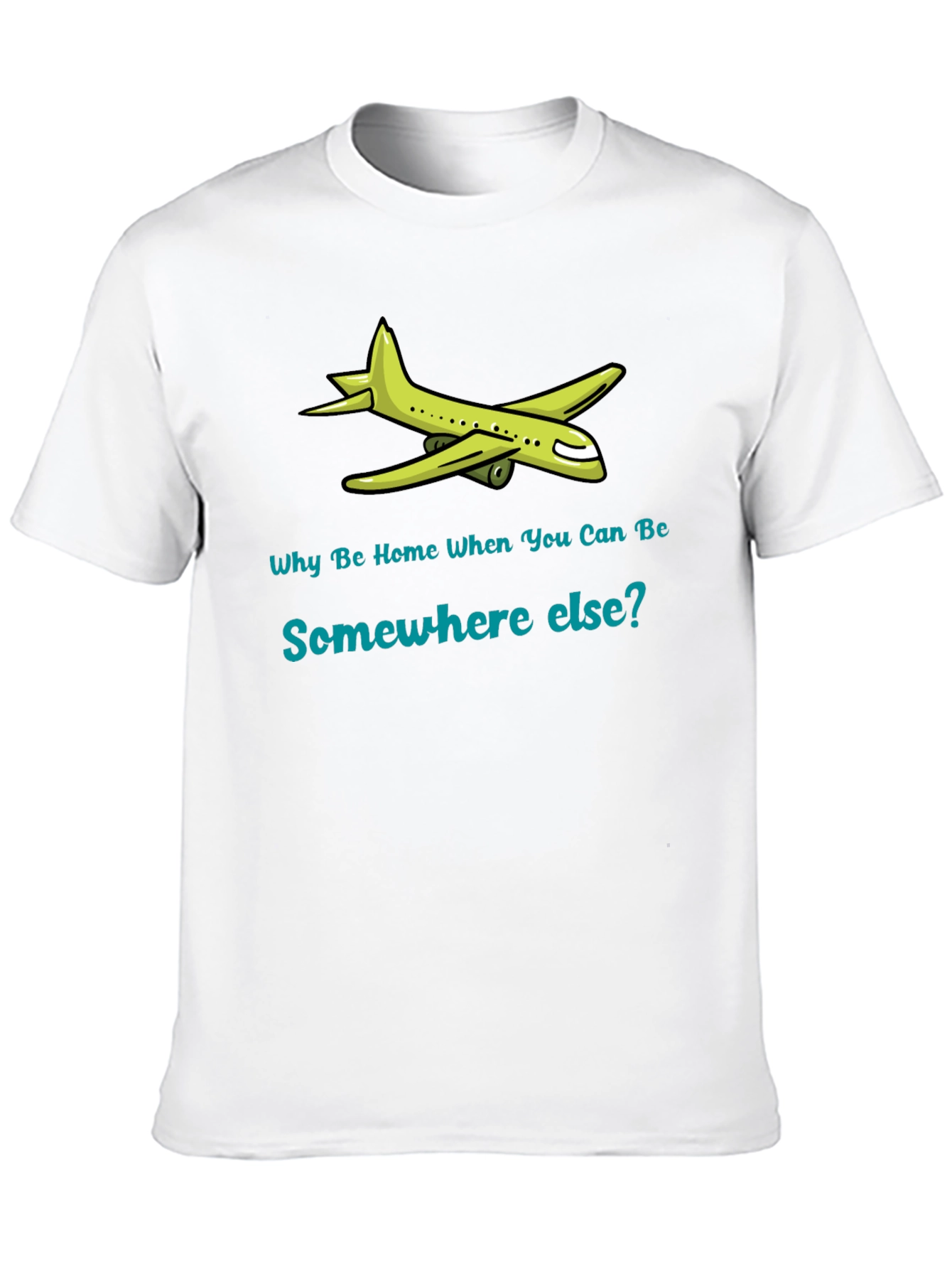 Black Travel T-Shirt: Why Be Home? Airplane Graphic Tee view 10