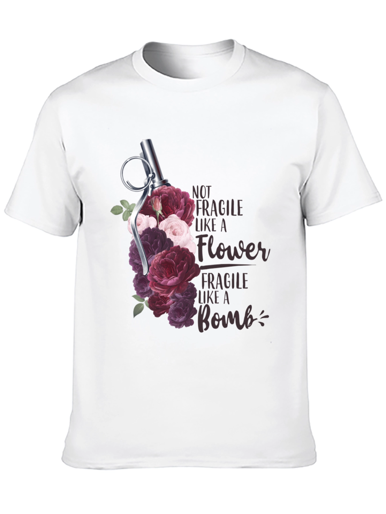 Black Floral Grenade T-Shirt - Not Fragile Bomb Tee view 10