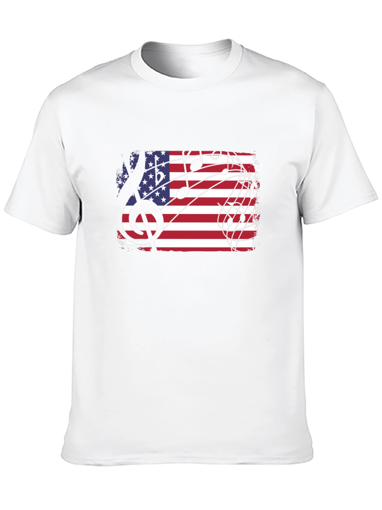 Black American Flag Music Notes Men's Black T-Shirt view 10