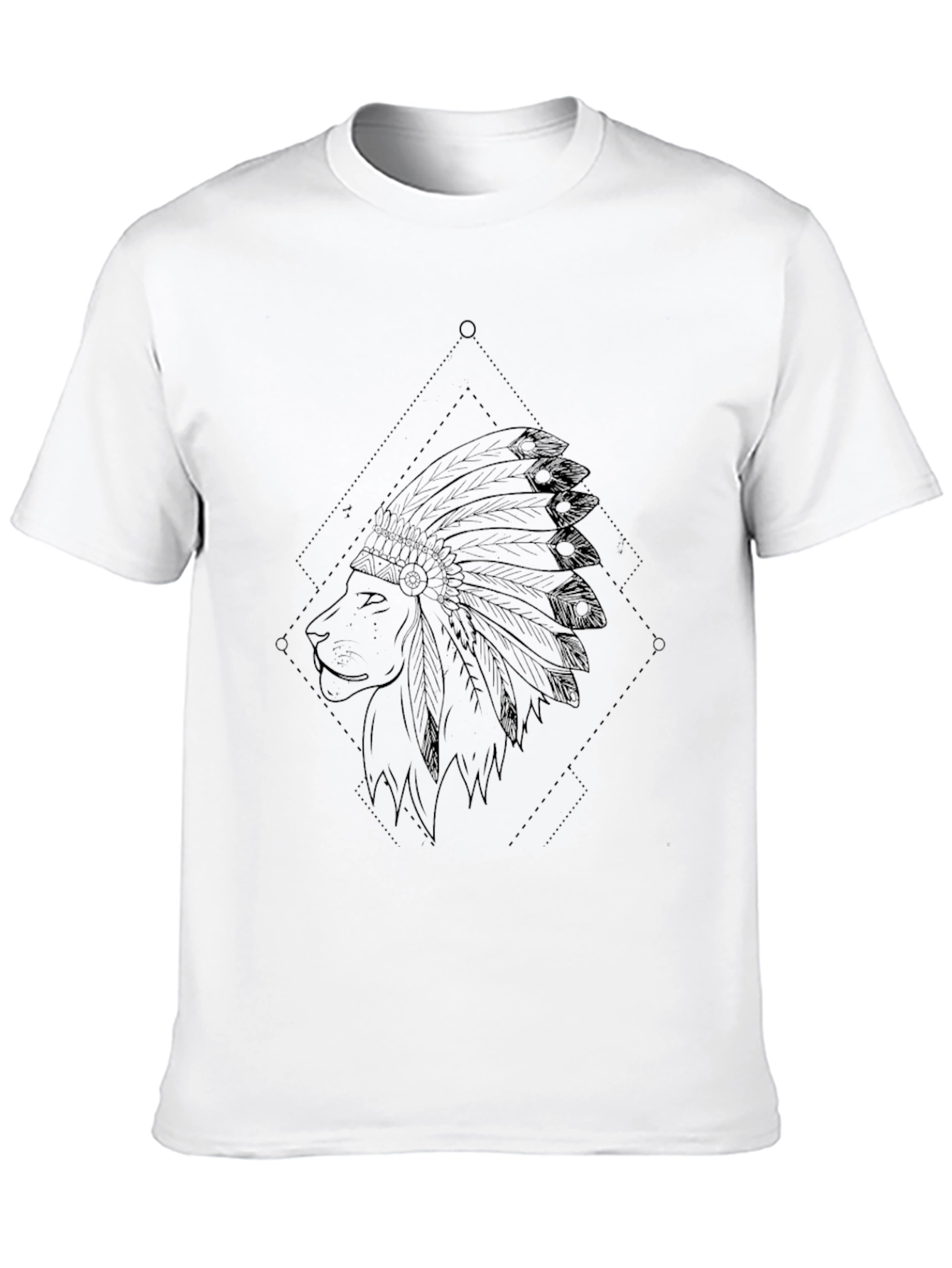 Black Lion Headdress Graphic Black T-Shirt view 10