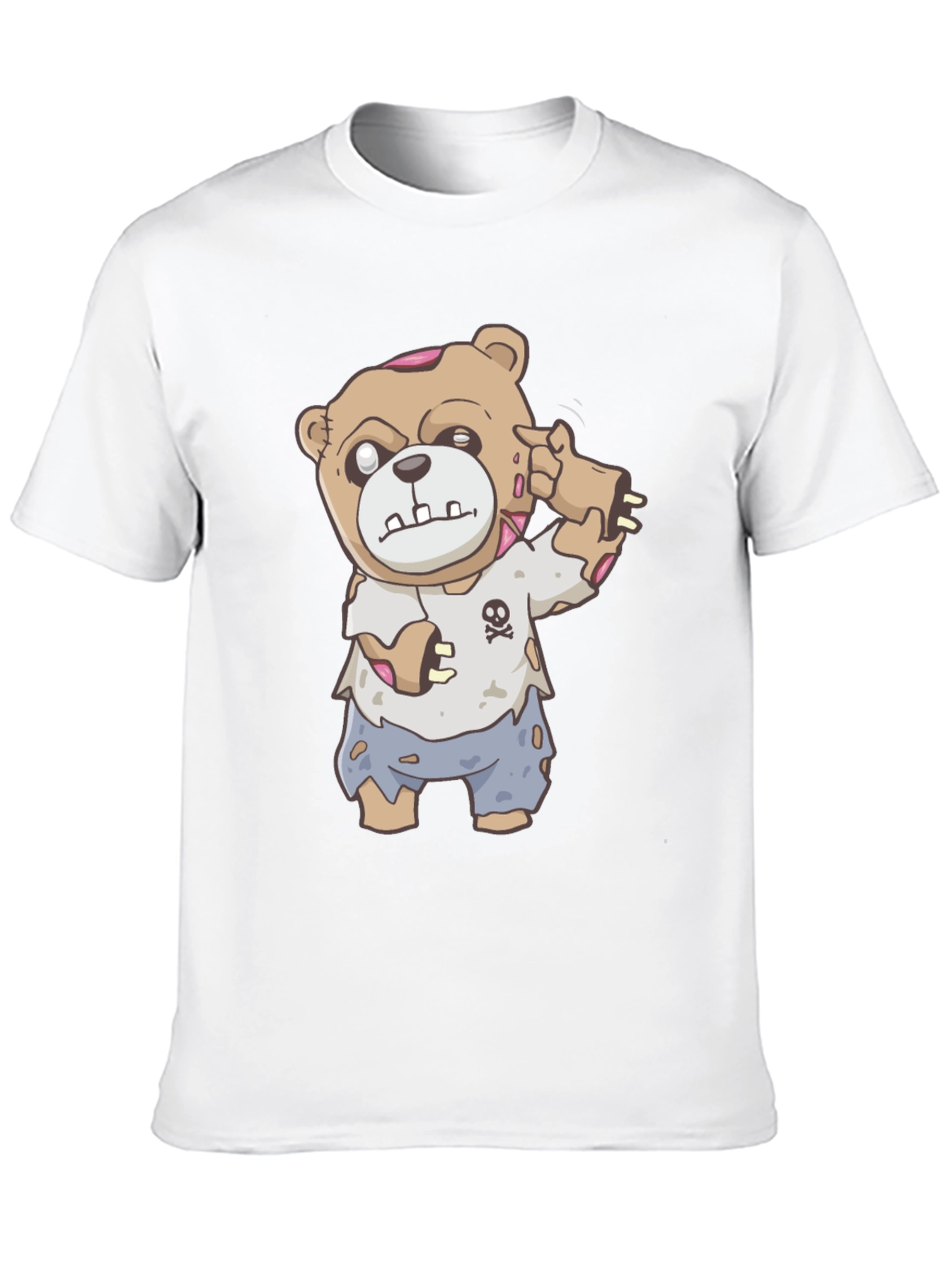 Black Zombie Teddy Bear Graphic T-Shirt - Halloween Style view 10