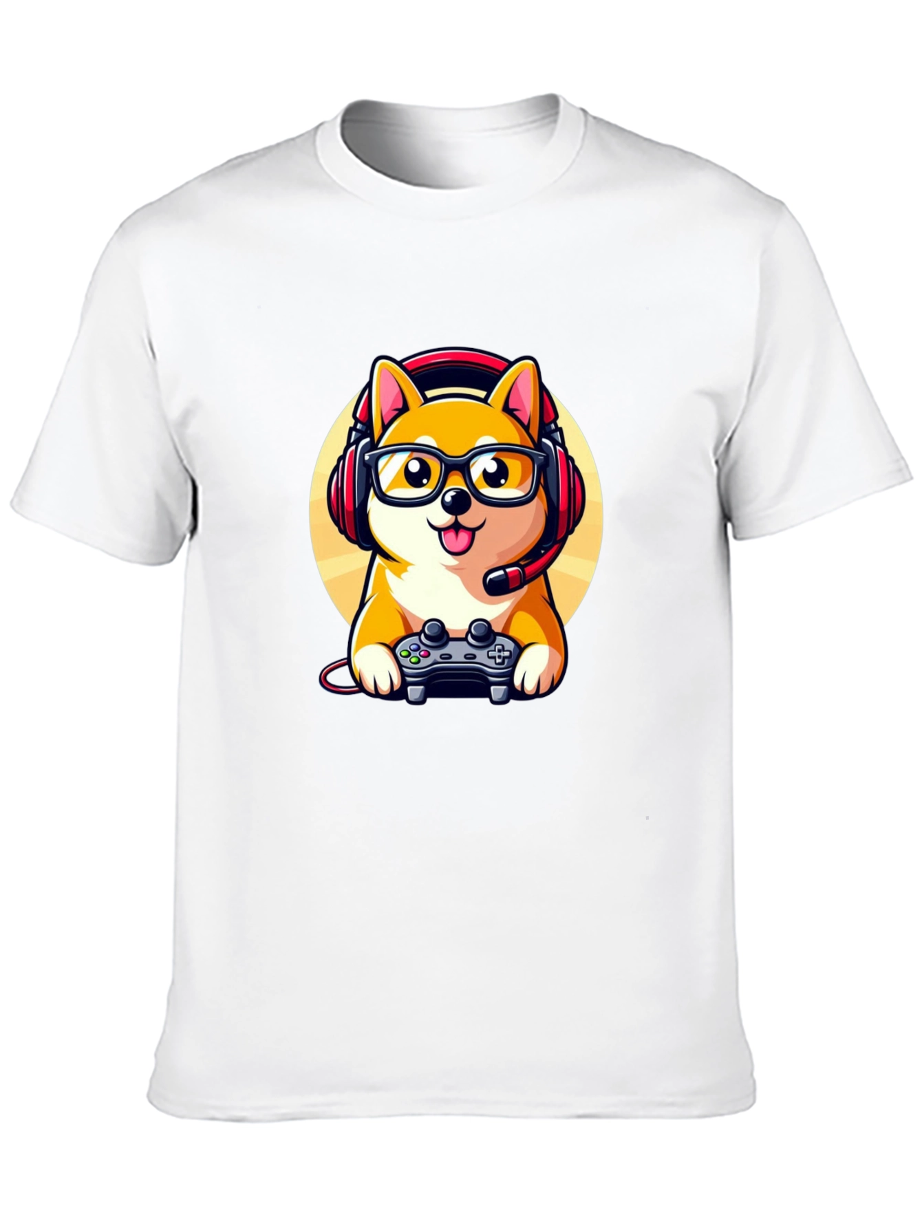 Black Gamer Dog T-Shirt: Shiba Inu with Headset view 10