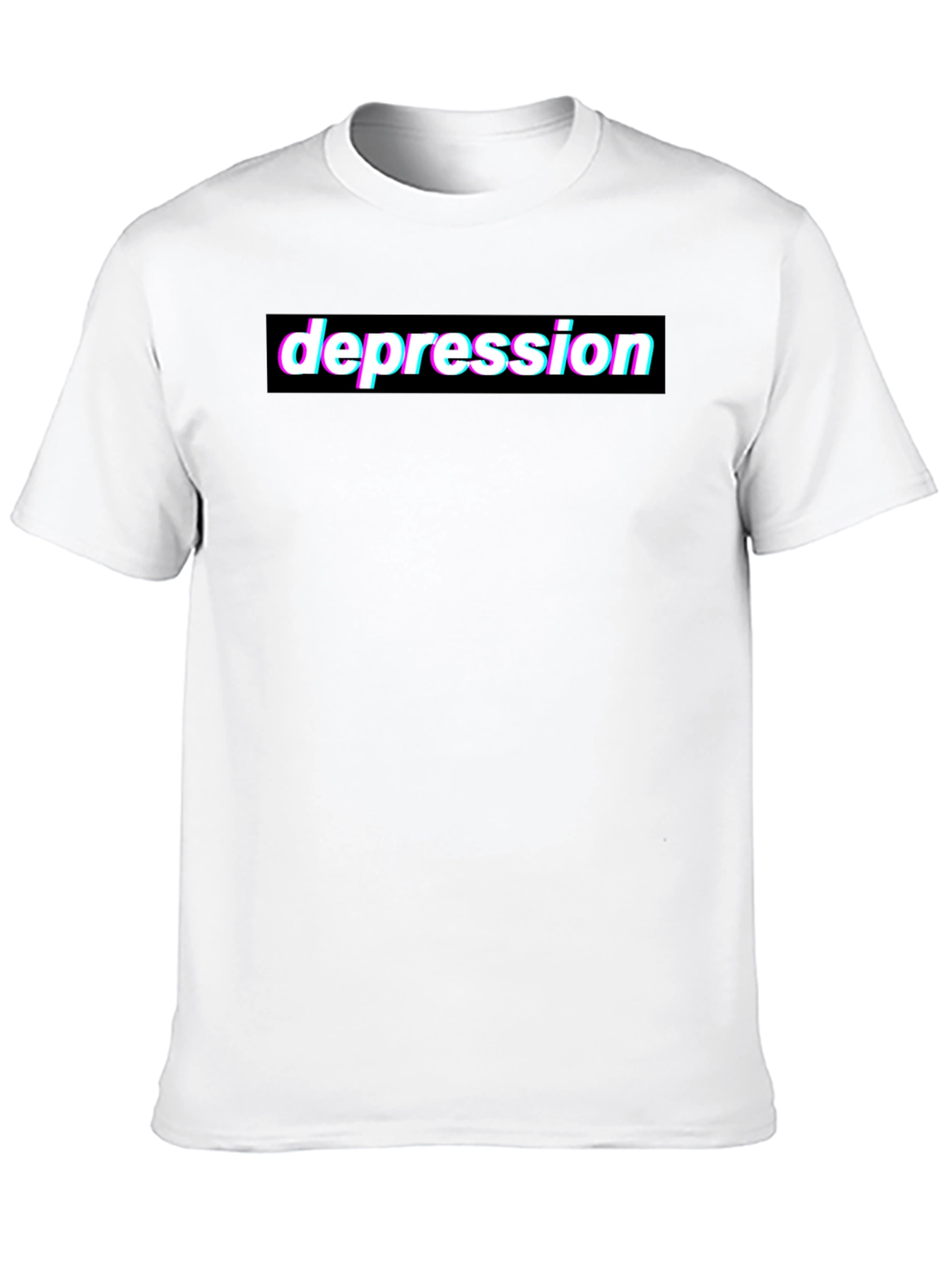 Black Depression Glitchcore Graphic Tee - Black Cotton T-Shirt view 10
