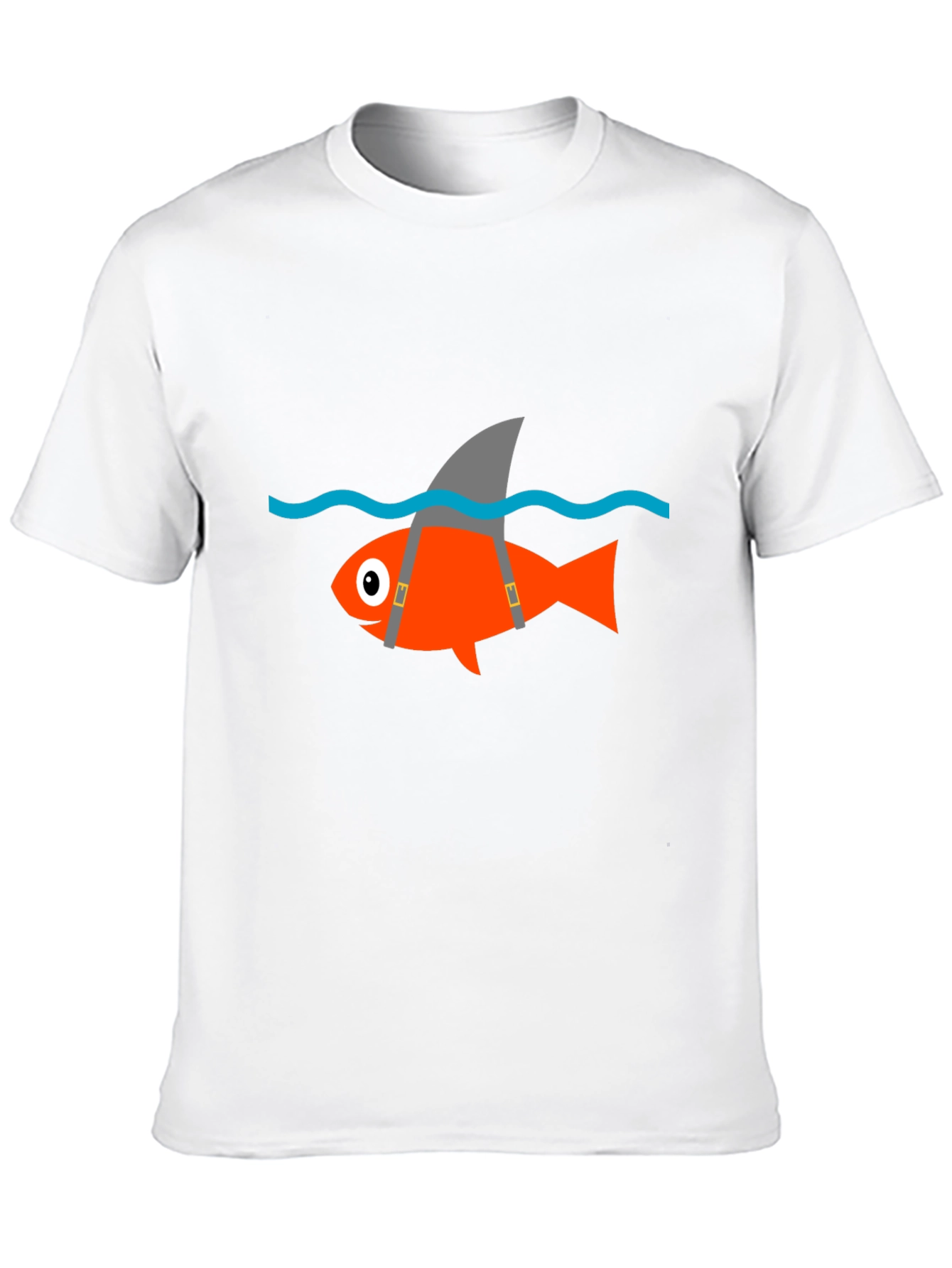 Black Funny Fish Shark Fin T-Shirt - Black Cotton Tee view 10