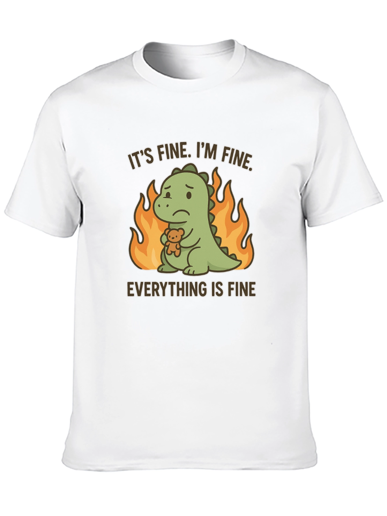 Black It's Fine Dinosaur T-Shirt view 10