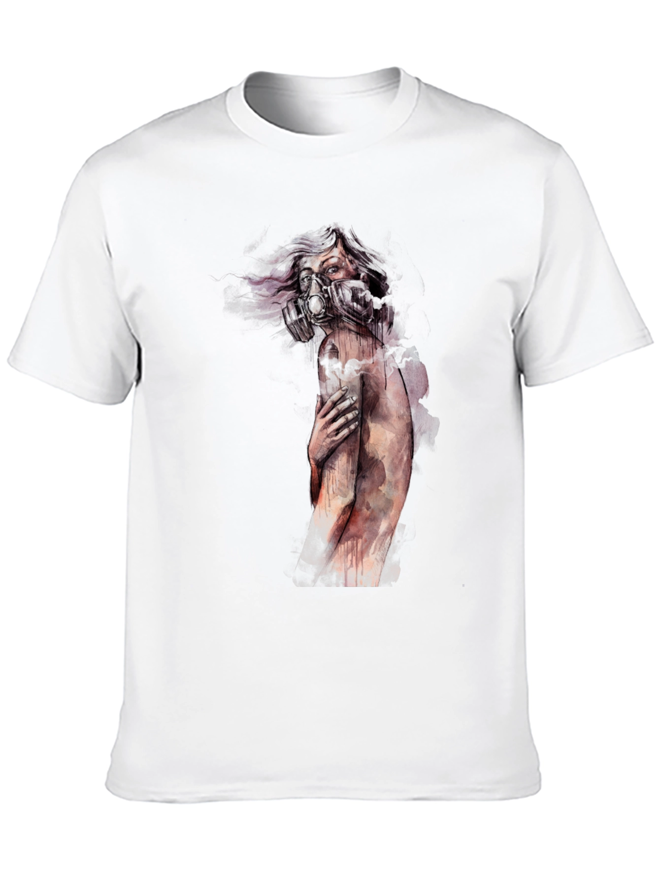 Black Unique Graphic Tee - Apocalyptic Watercolor Design view 10