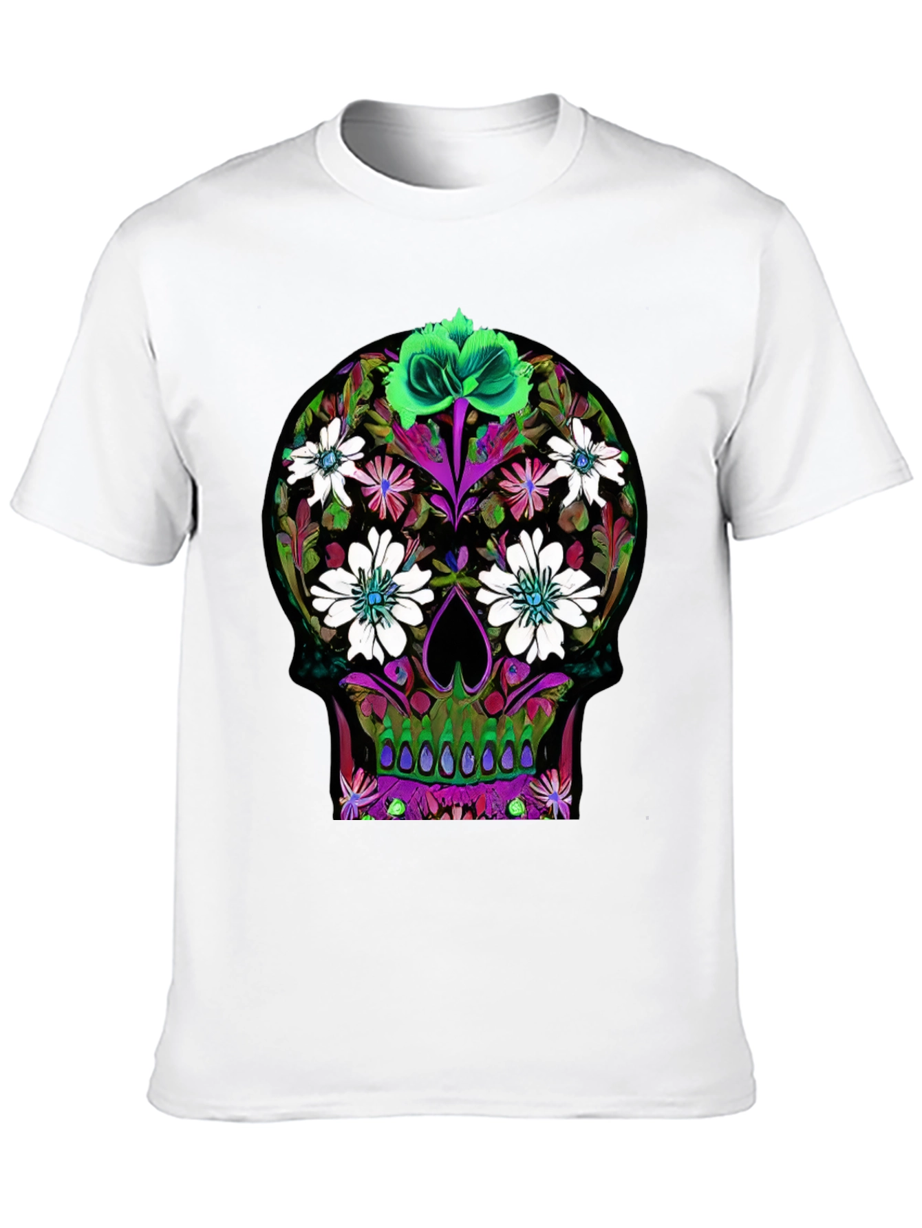 Black Floral Skull Graphic T-Shirt view 10