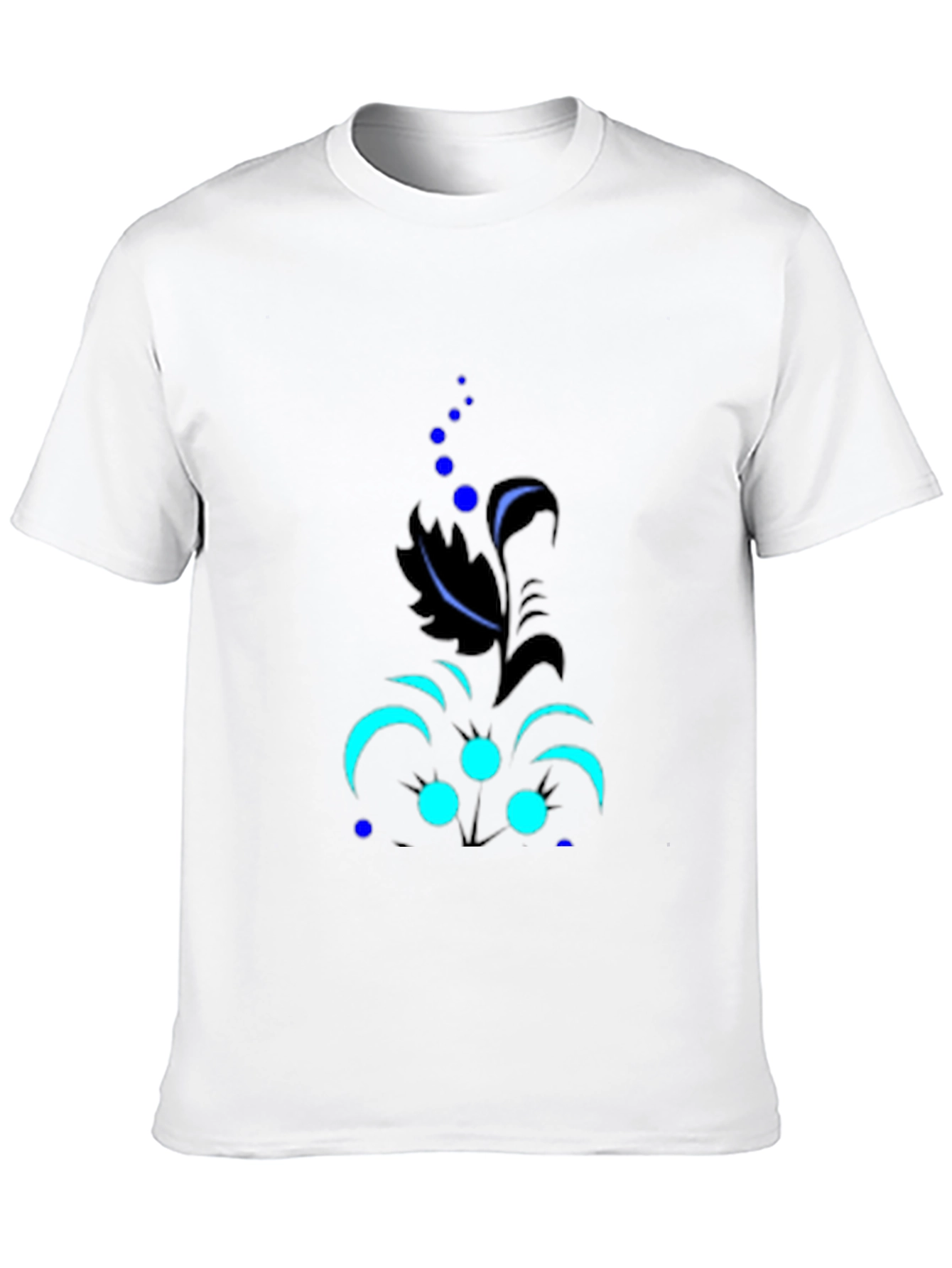 Black Men's Black Tee with Abstract Floral Design view 10