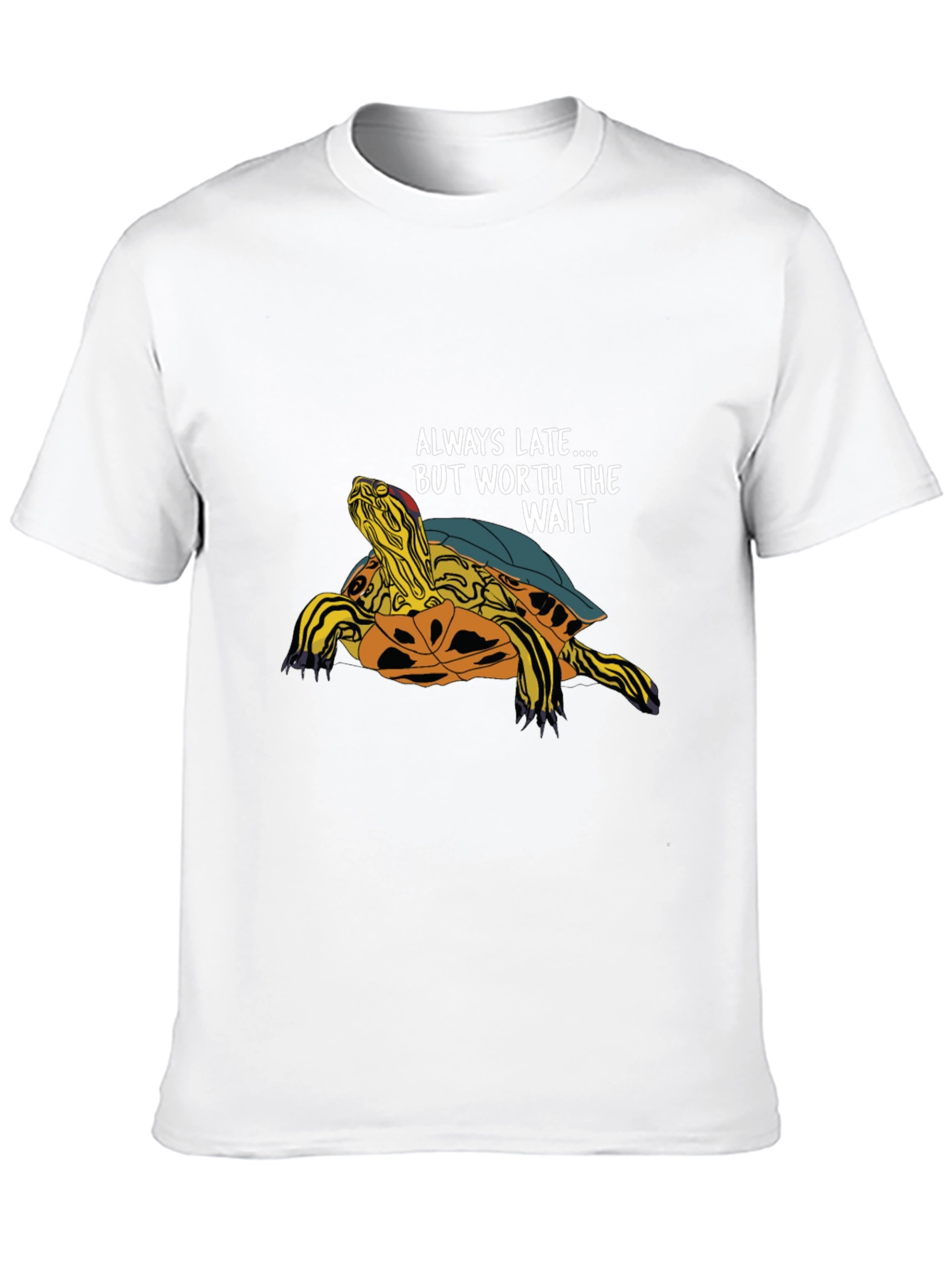 Black Always Late Turtle Graphic T-Shirt - Unisex Casual Top view 10