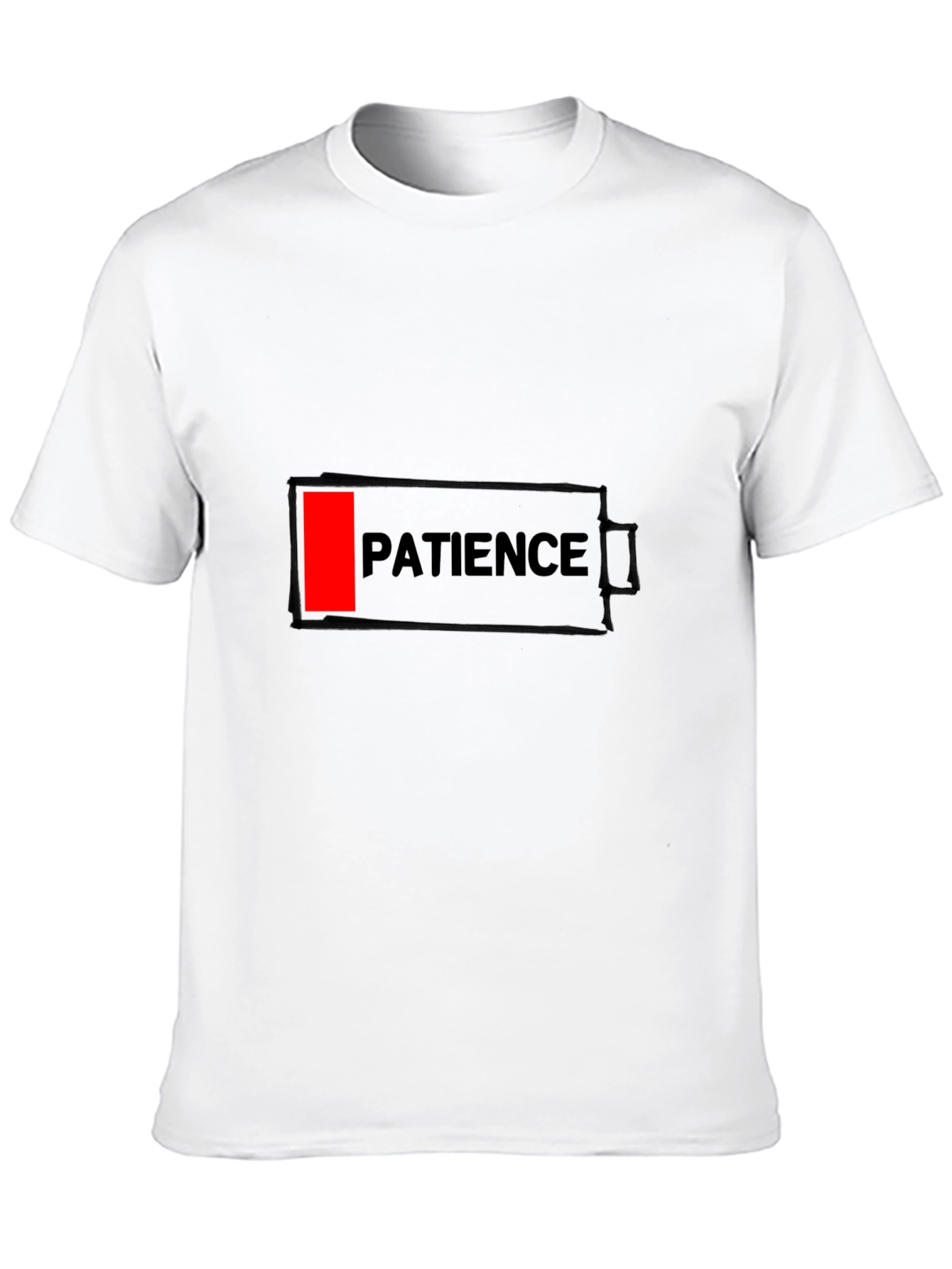 Black Patience Low Battery Black Graphic Tee for Men view 10