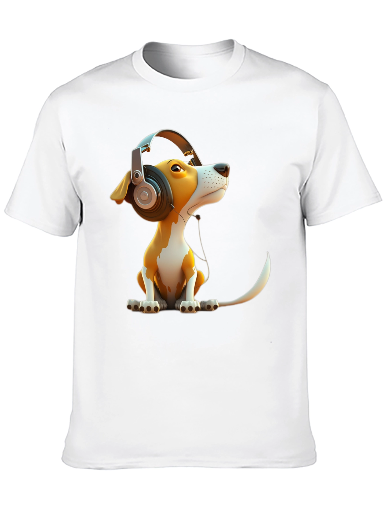 Black Dog with Headphones Graphic Tee view 10