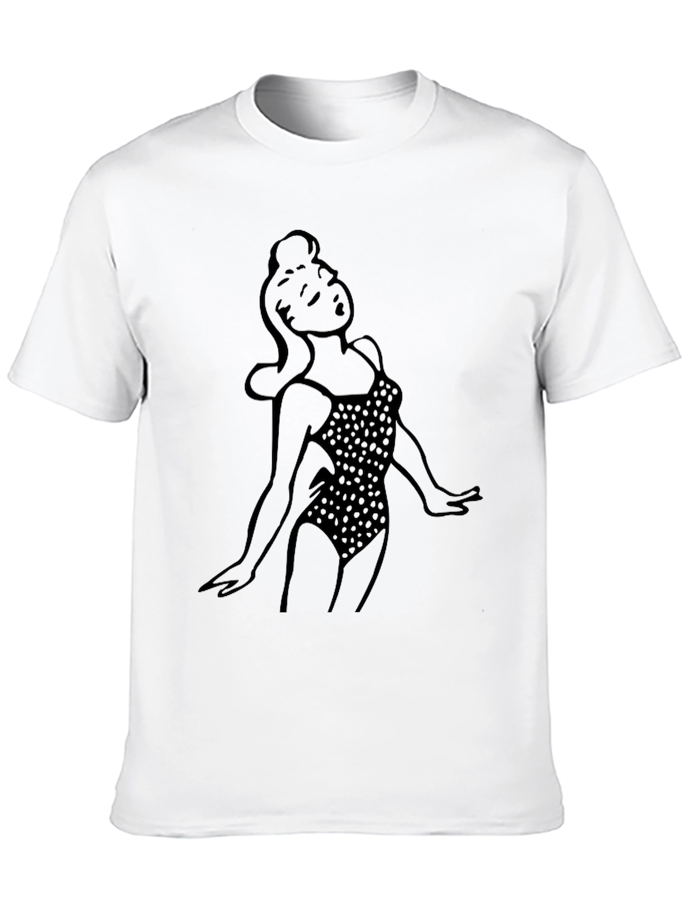 Black Retro Pin-Up Girl Black T-Shirt view 10