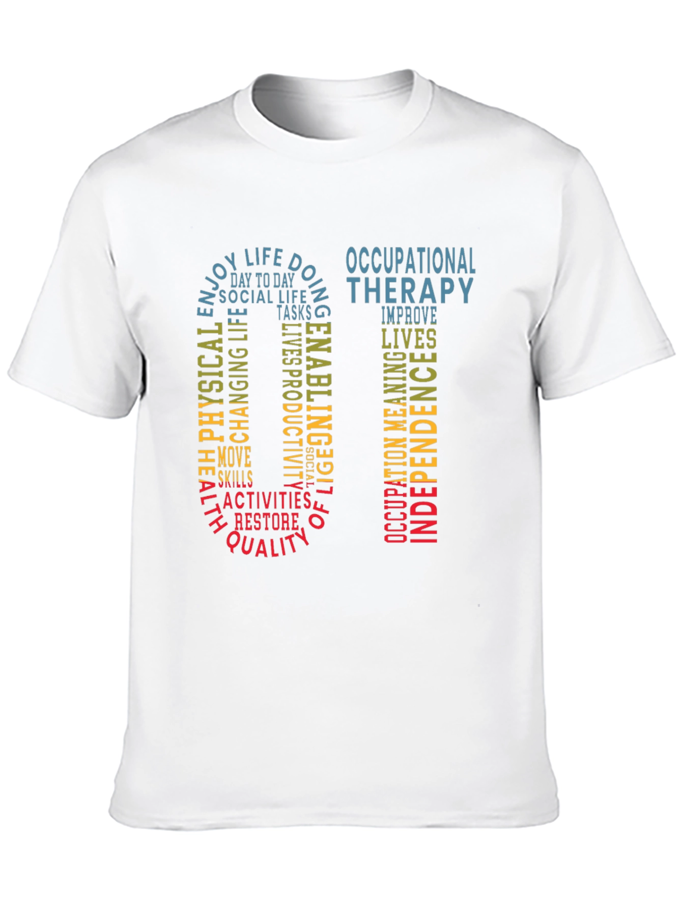 Black Occupational Therapy Word Art T-Shirt view 10
