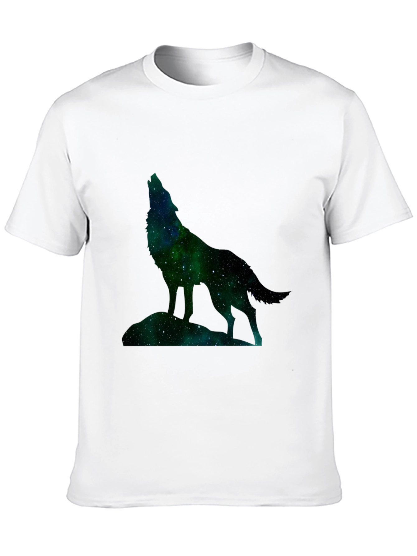 Black Galaxy Wolf Graphic Tee - Black Cotton Blend view 10