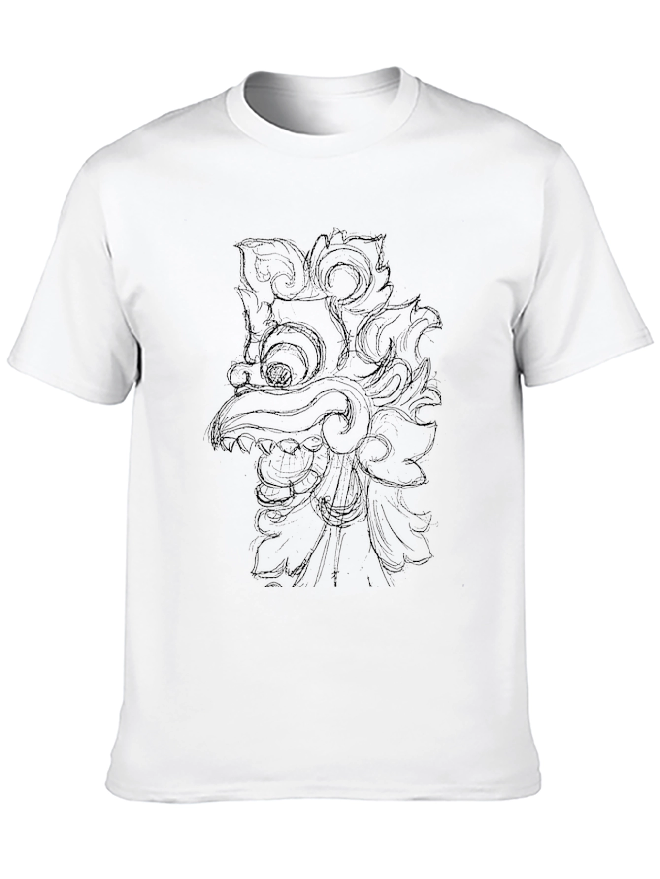Black Black Graphic Tee with Traditional Mask Design view 10