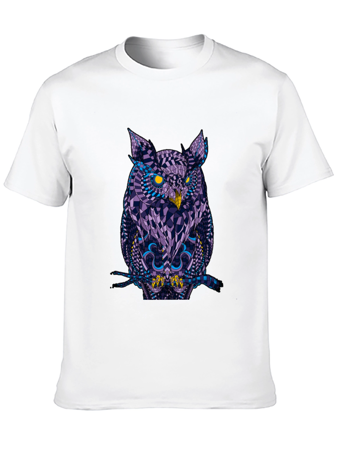 Black Geometric Owl Graphic Tee - Black Cotton view 10
