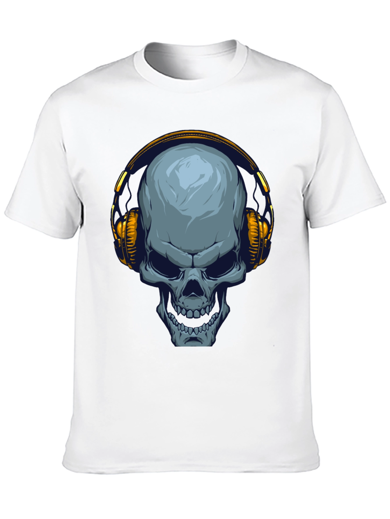 Black Skull with Headphones Graphic T-Shirt view 10