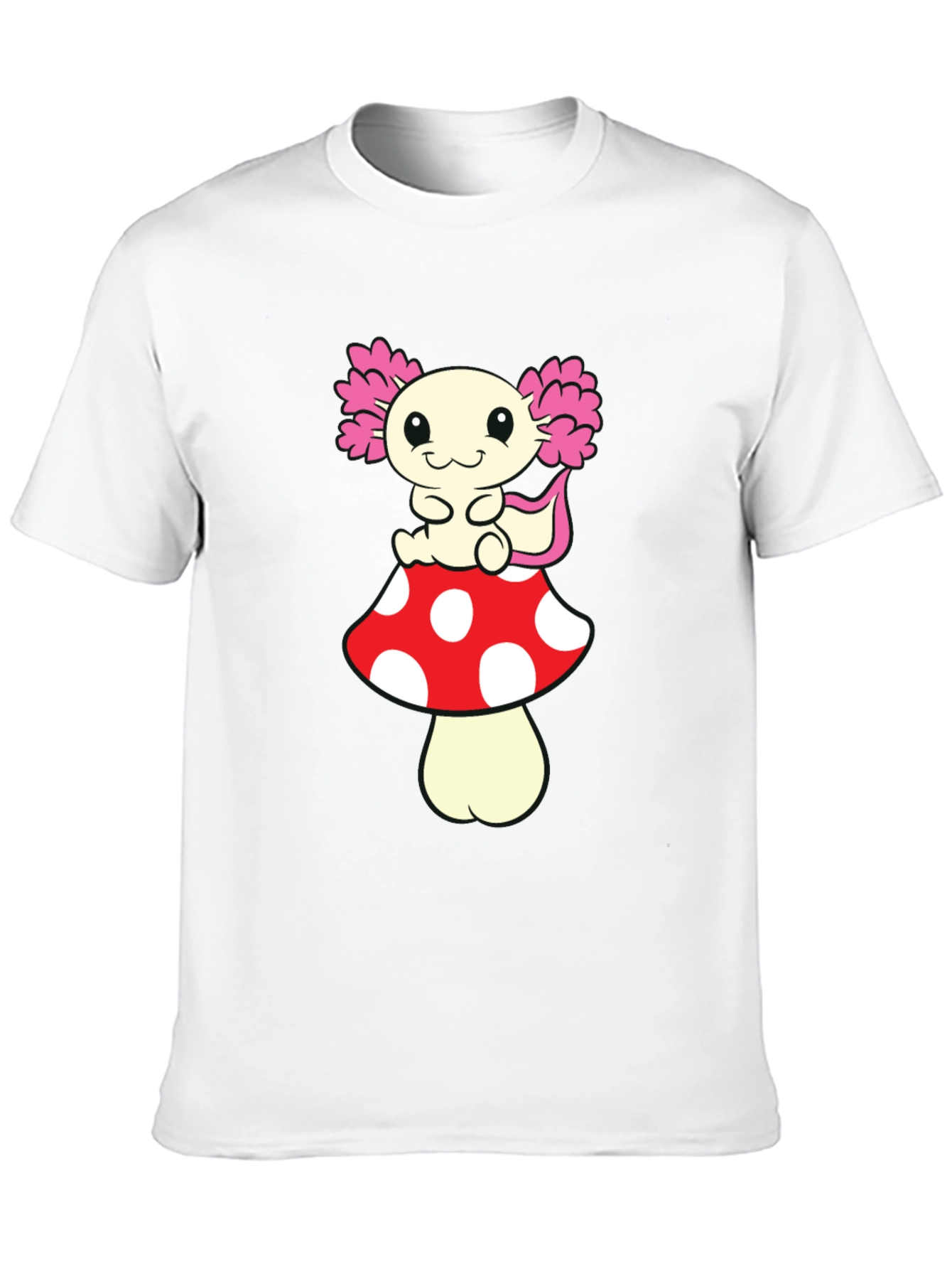 Black Axolotl Mushroom T-Shirt - Cute Cartoon Tee view 10