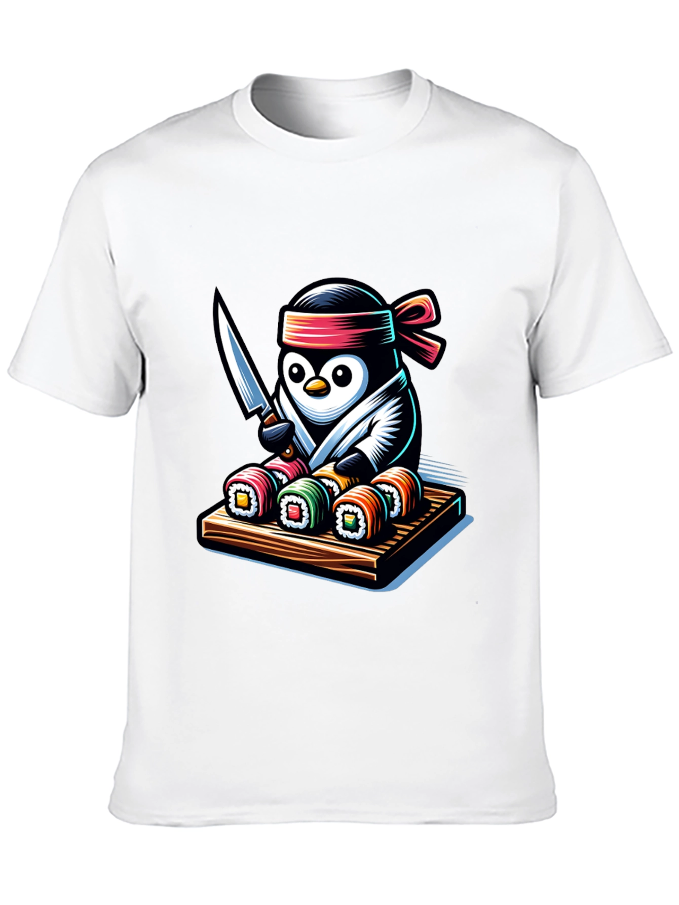 Black Sushi Chef Penguin T-Shirt - Unique Design view 10