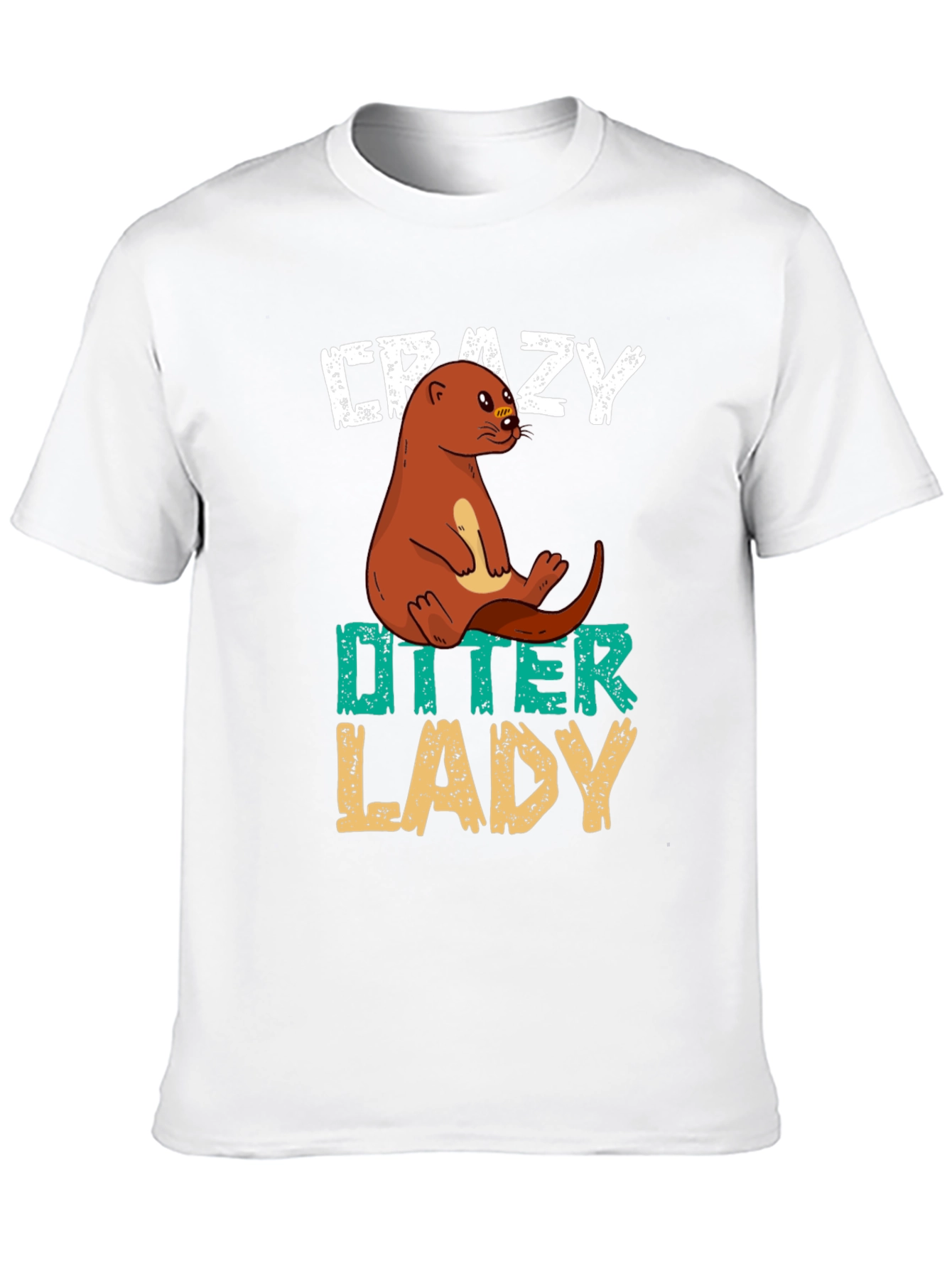 Black Crazy Otter Lady T-Shirt - Unisex Animal Lover Tee view 10