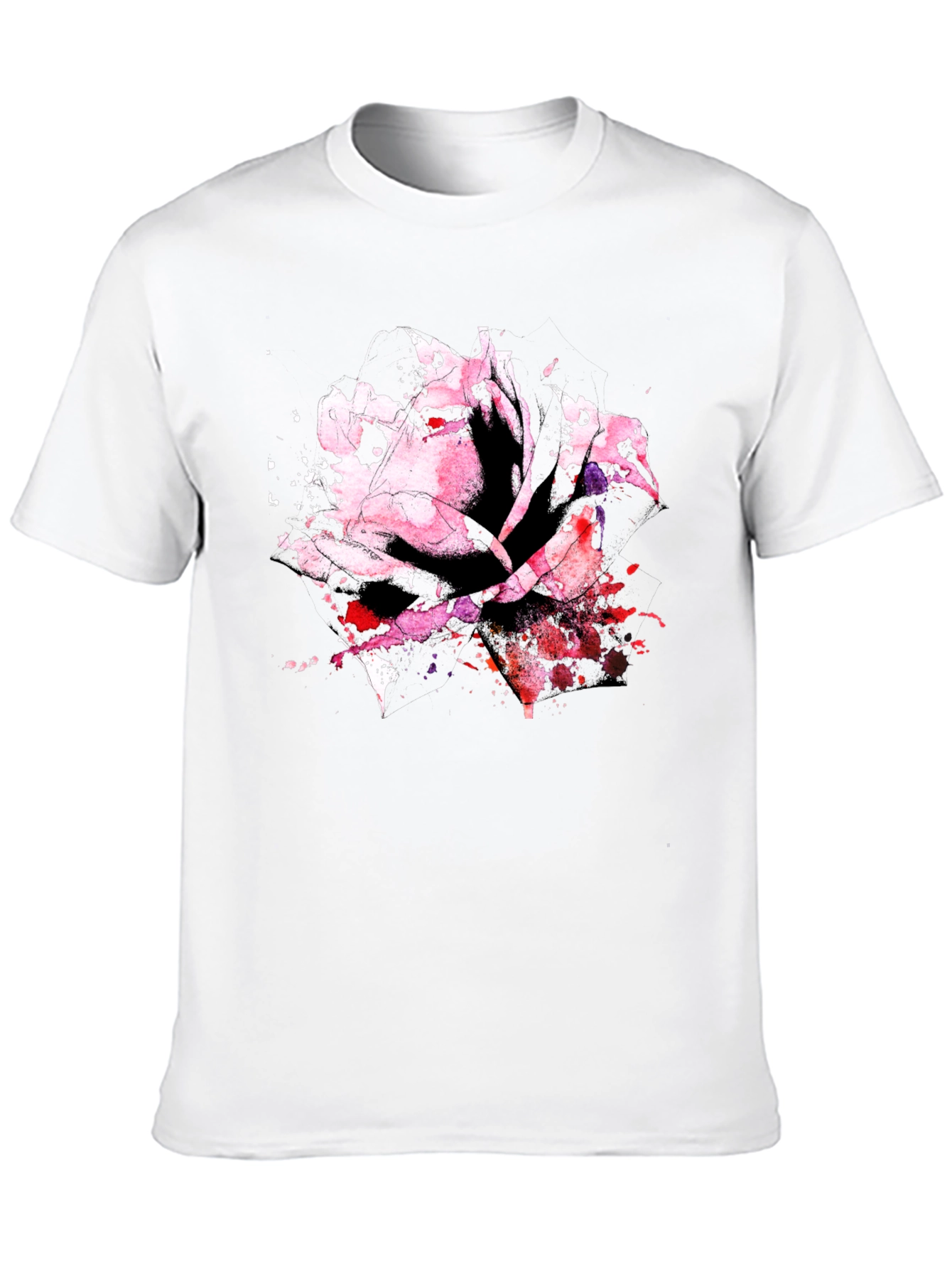 Black Rose Watercolor Black T-Shirt view 10