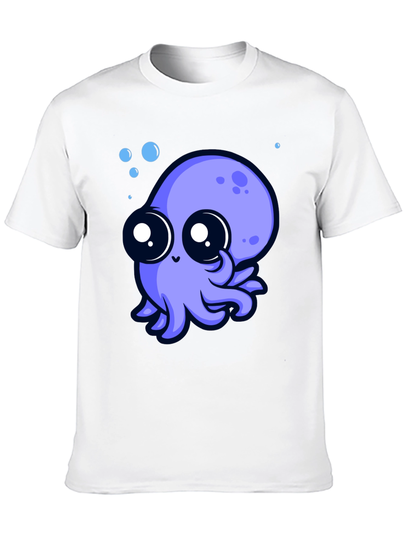 Black Cute Octopus Graphic Tee - Black Cotton T-Shirt view 10
