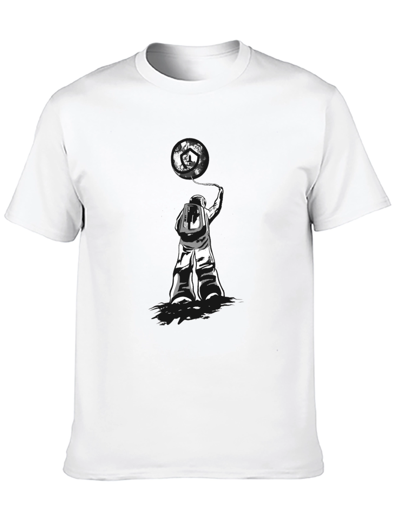 Black Astronaut Earth Balloon Graphic Tee - Trendy Black T-Shirt view 10