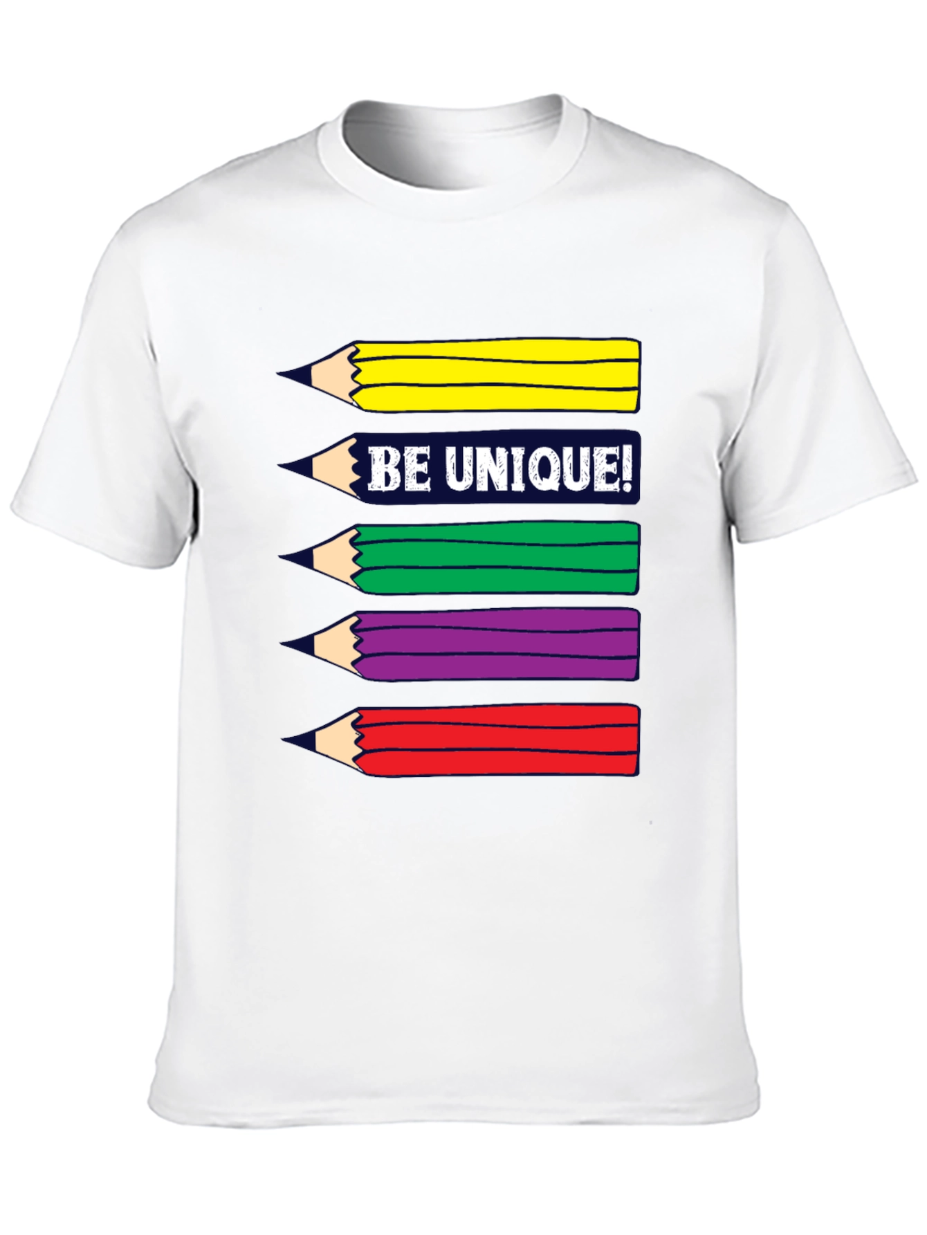 Black Be Unique! Colorful Pencils Graphic T-Shirt view 10