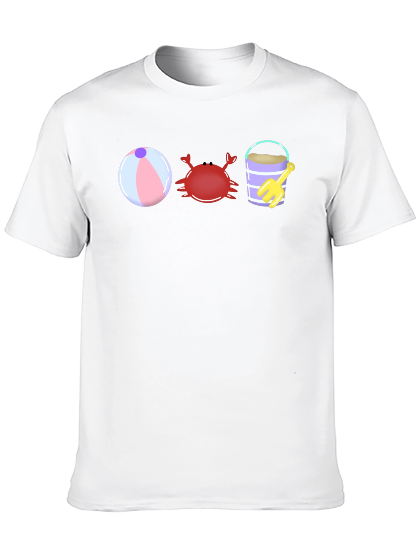 Black Beach Fun T-Shirt - Crab, Bucket, and Ball view 10