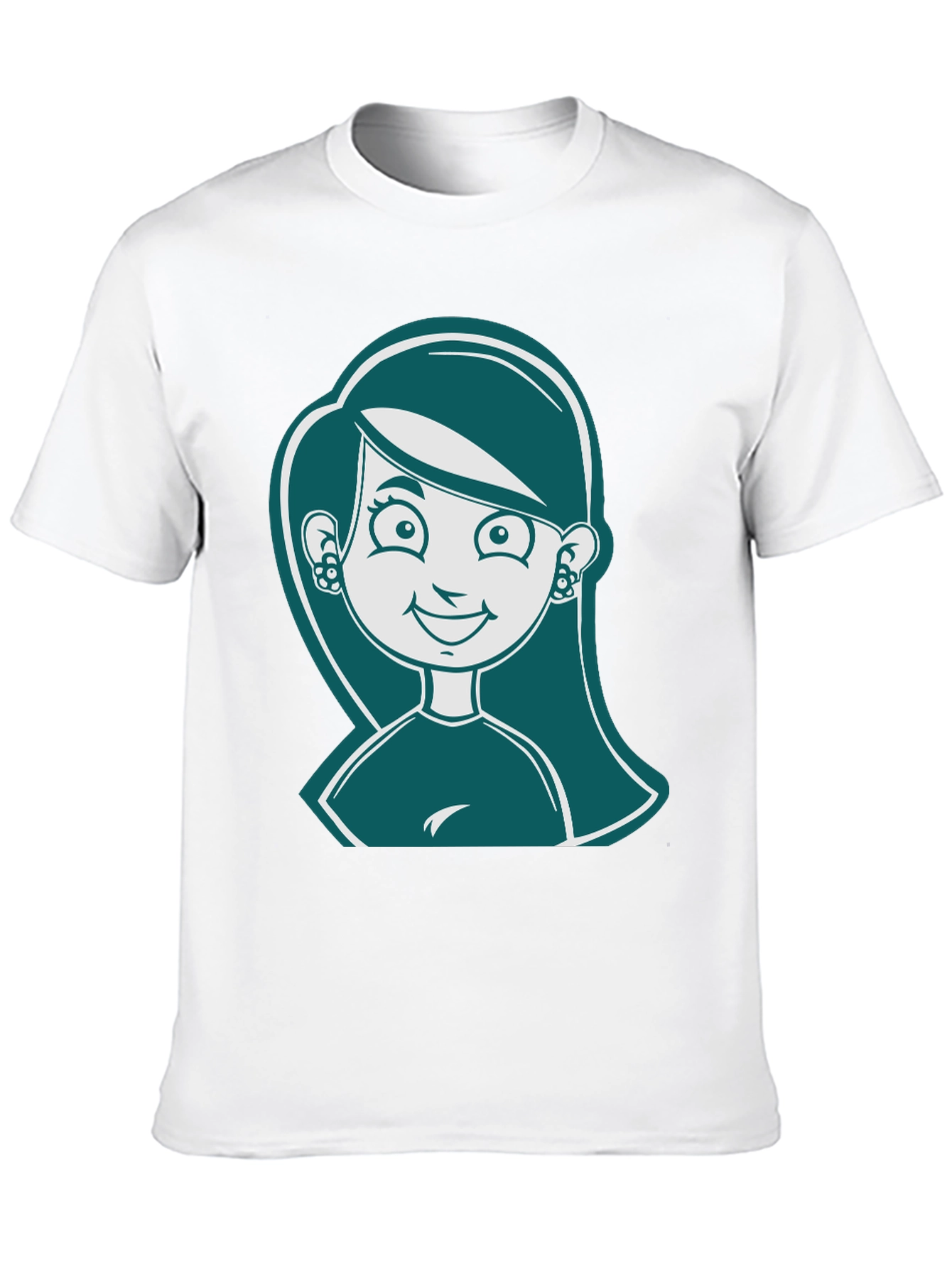 Black Cartoon Girl Graphic Print Black T-Shirt view 10