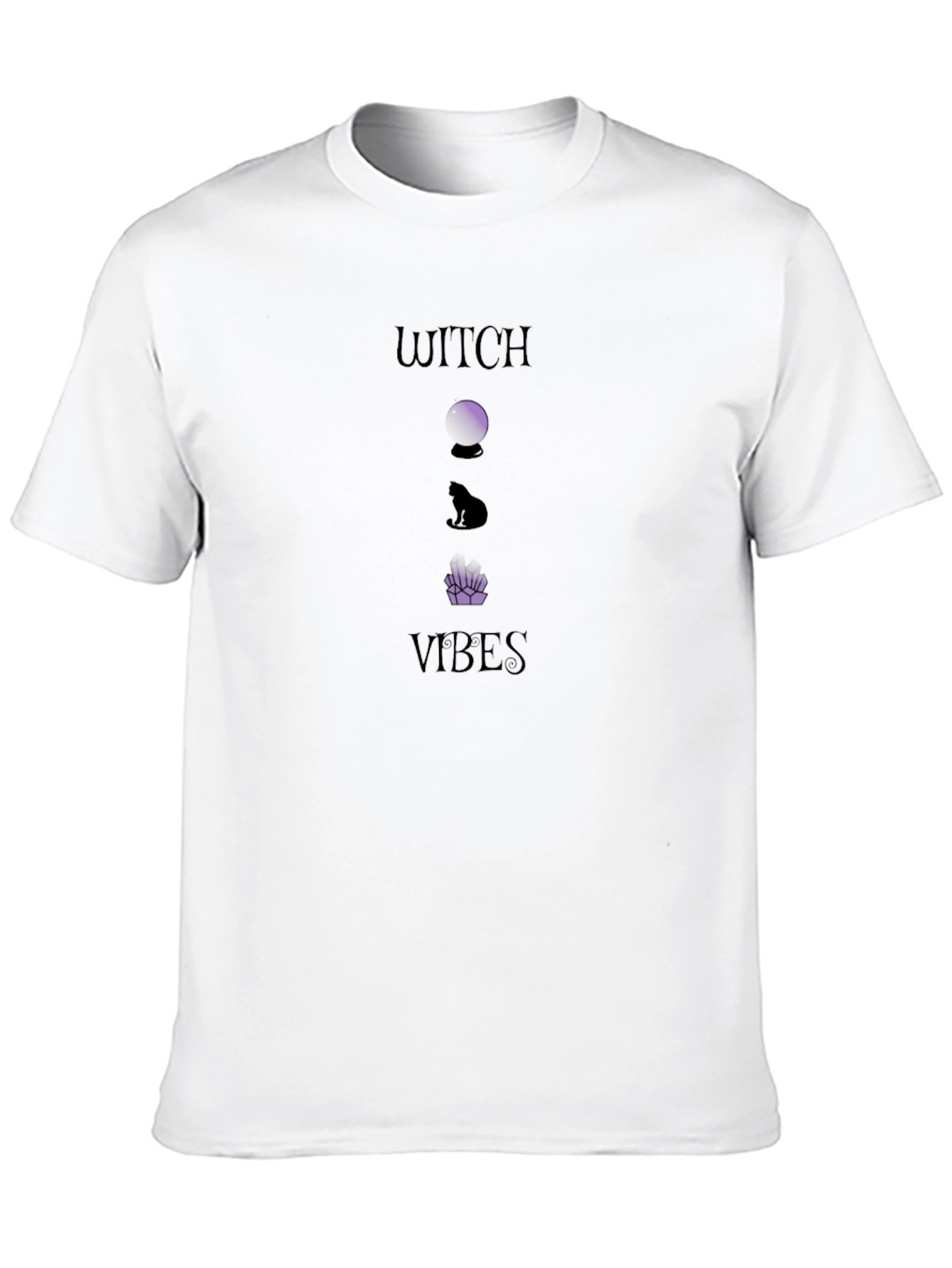Black Witch Vibes Graphic Tee - Soft Black Cotton T-Shirt view 10
