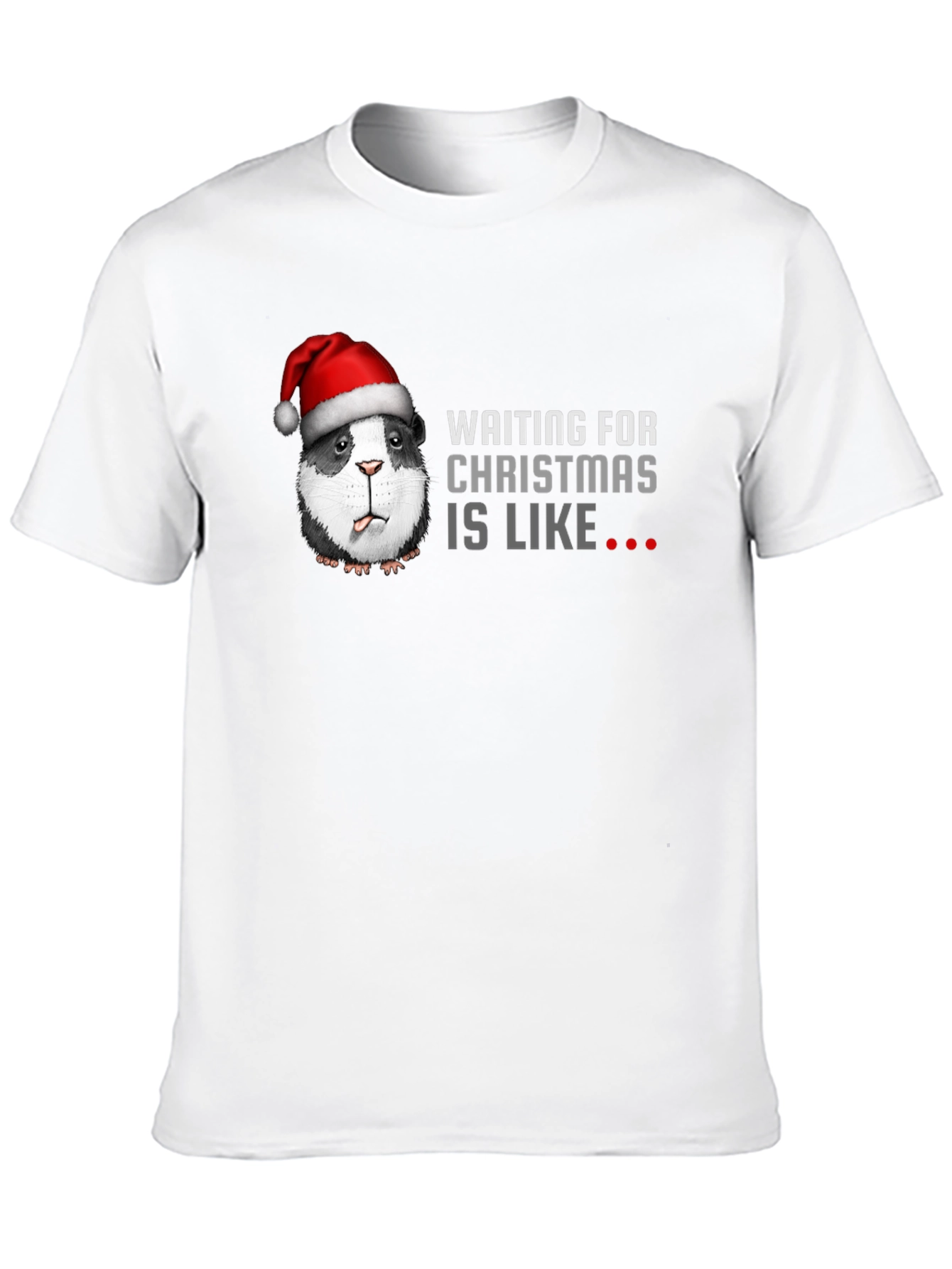 Black Waiting For Christmas Guinea Pig Santa T-Shirt view 10