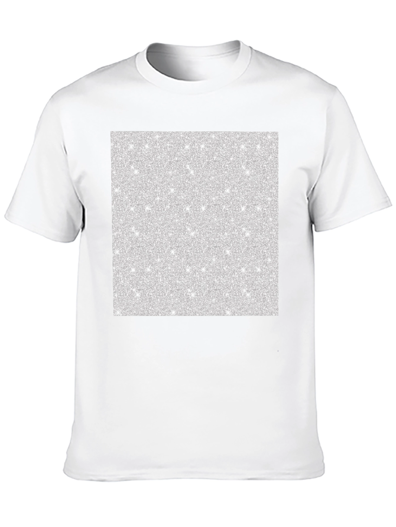 Black Men's Black T-Shirt with Abstract Glitter Square Design view 10
