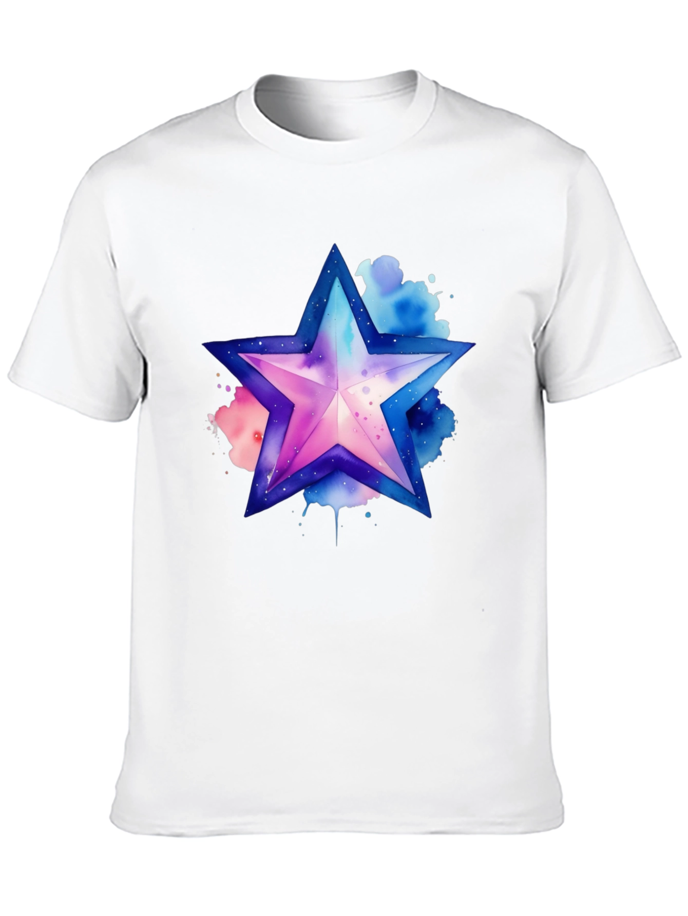 Black Watercolor Star Graphic Tee - Stylish Men's Black T-Shirt view 10