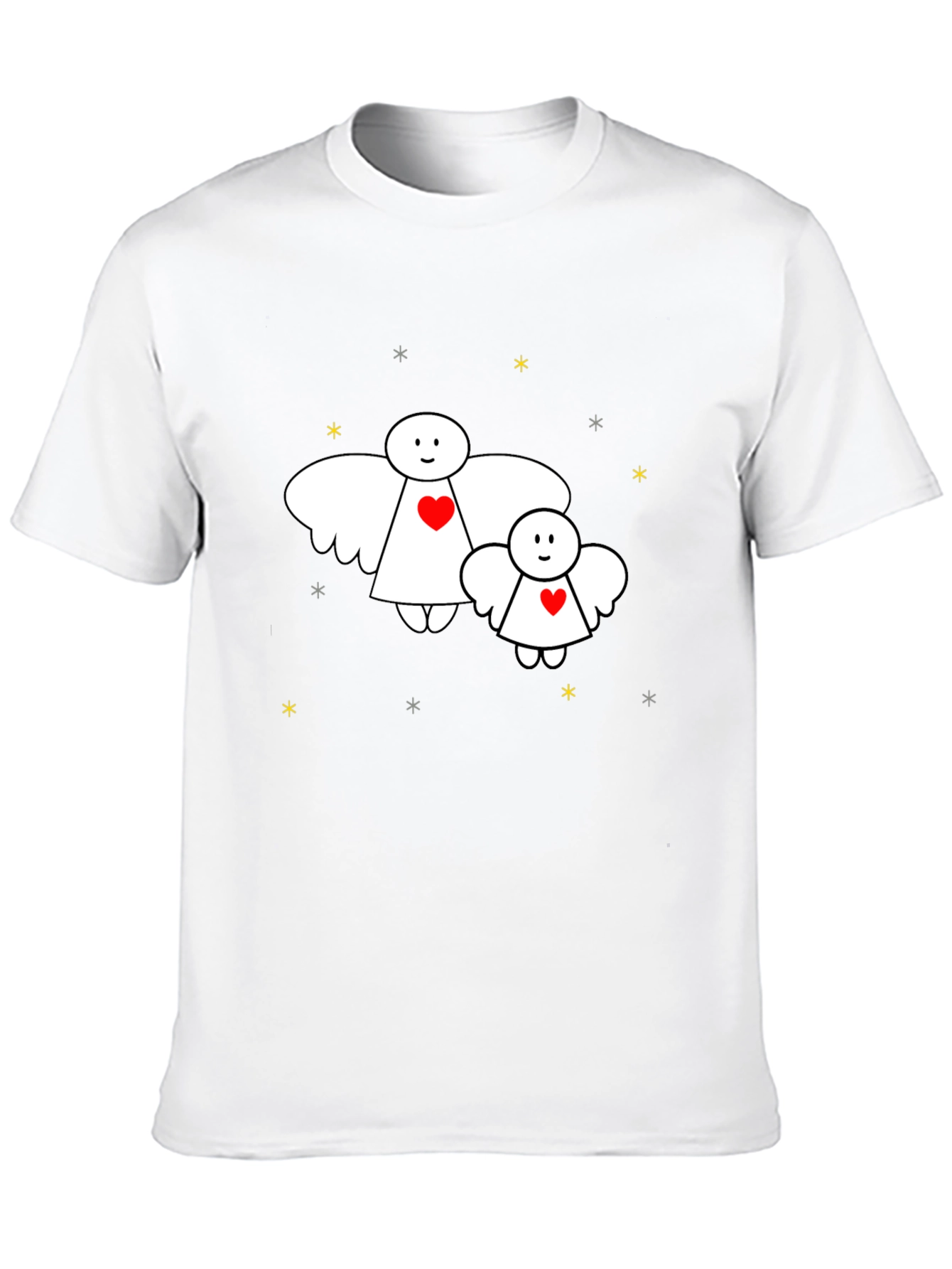 Black Cute Angel Heart Graphic Black Tee view 10