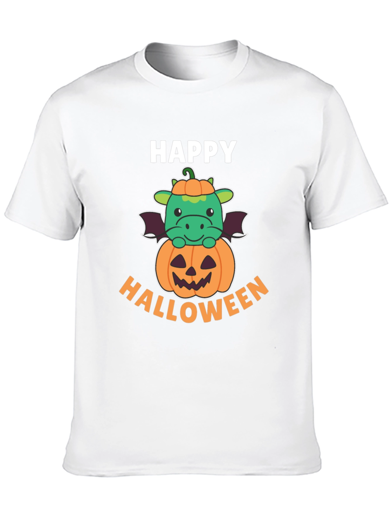 Black Happy Halloween Dragon on Pumpkin Men's T-Shirt view 10