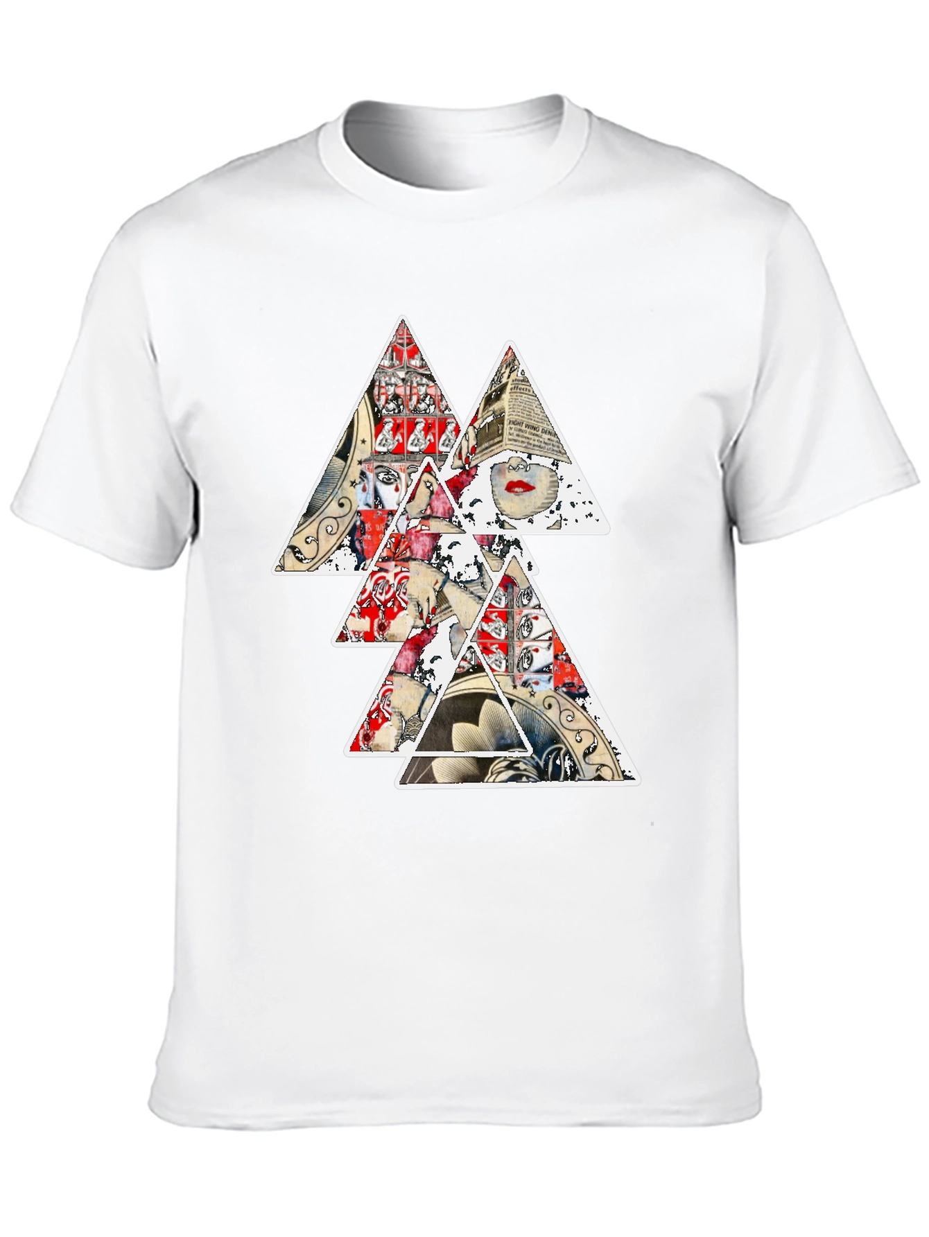 Black Abstract Triangle Graphic Print Black T-Shirt view 10