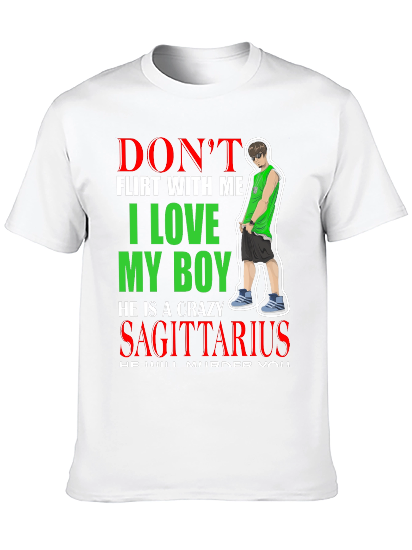 Black Don't Flirt With Me Crazy Sagittarius Boy T-Shirt view 10