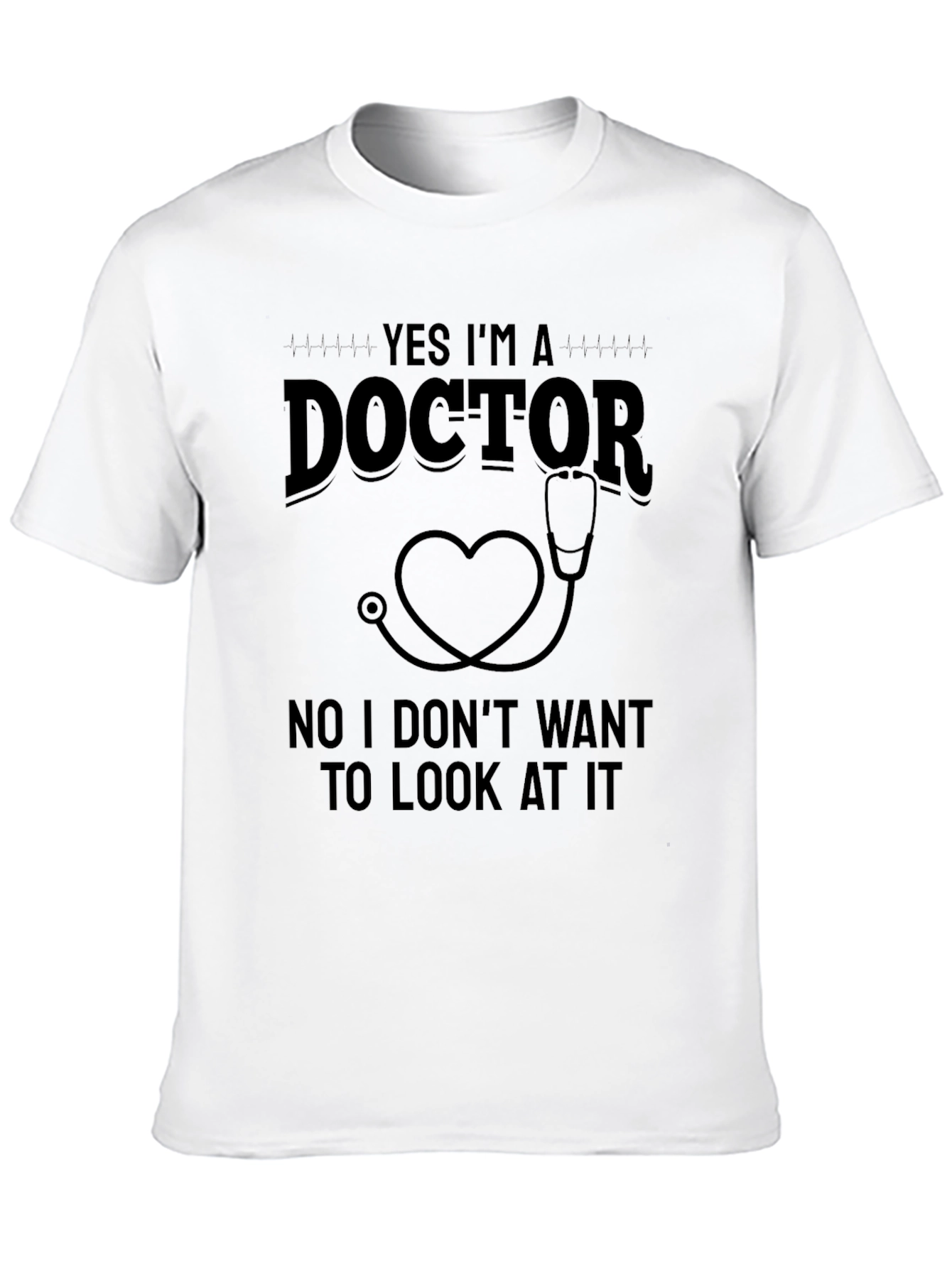Black Funny Doctor Heart Stethoscope T-Shirt view 10